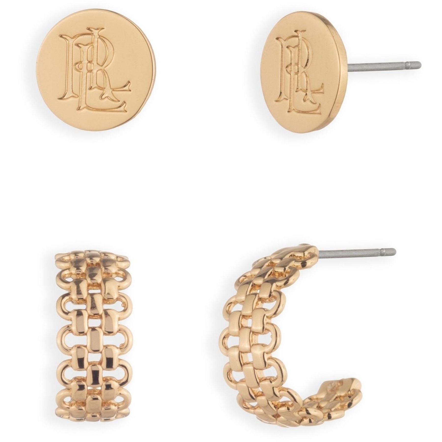 Lauren by Ralph Lauren Ralph Lauren Gold Chain Logo Duo Earrings Set