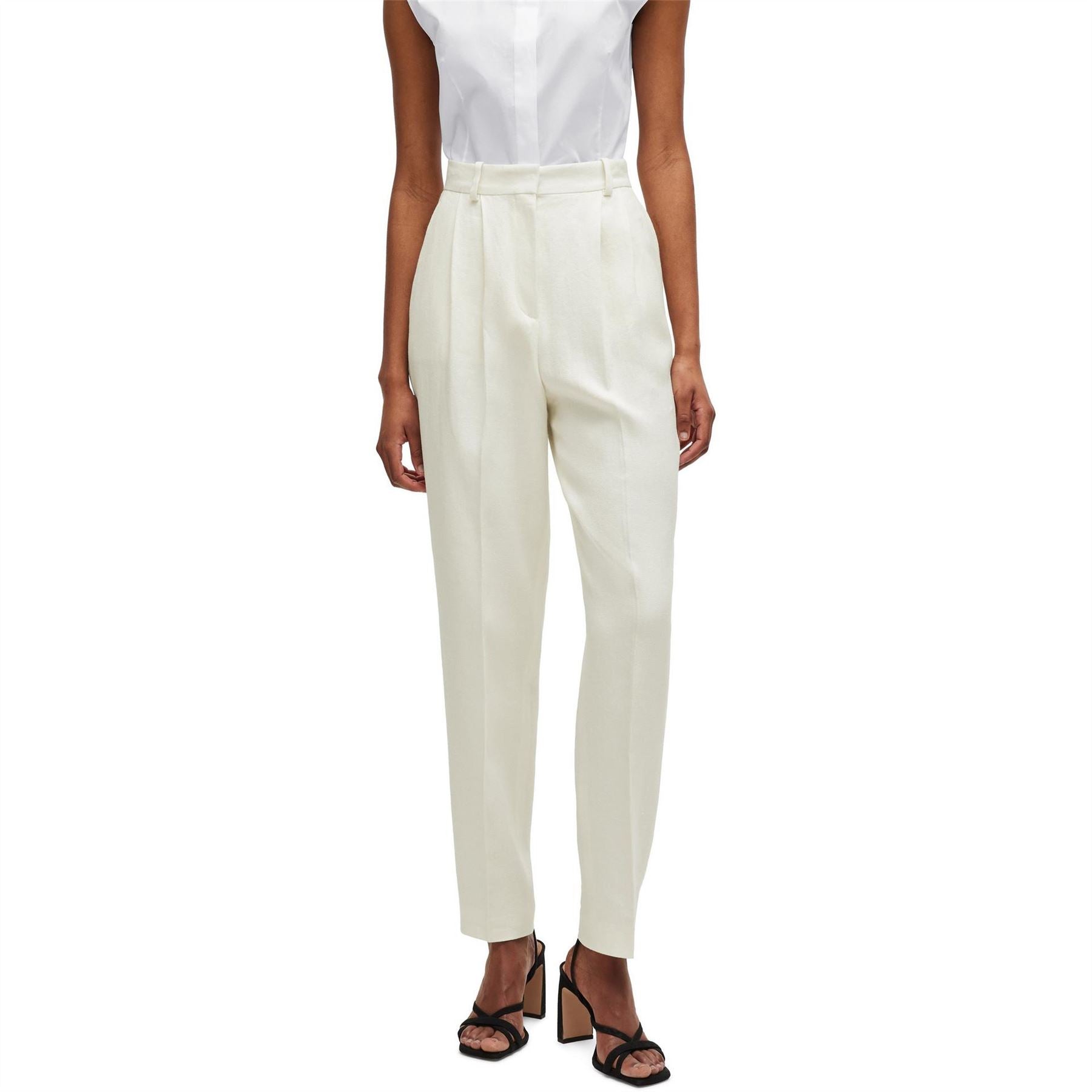 Boss Solid Patterned Straight Leg Trousers
