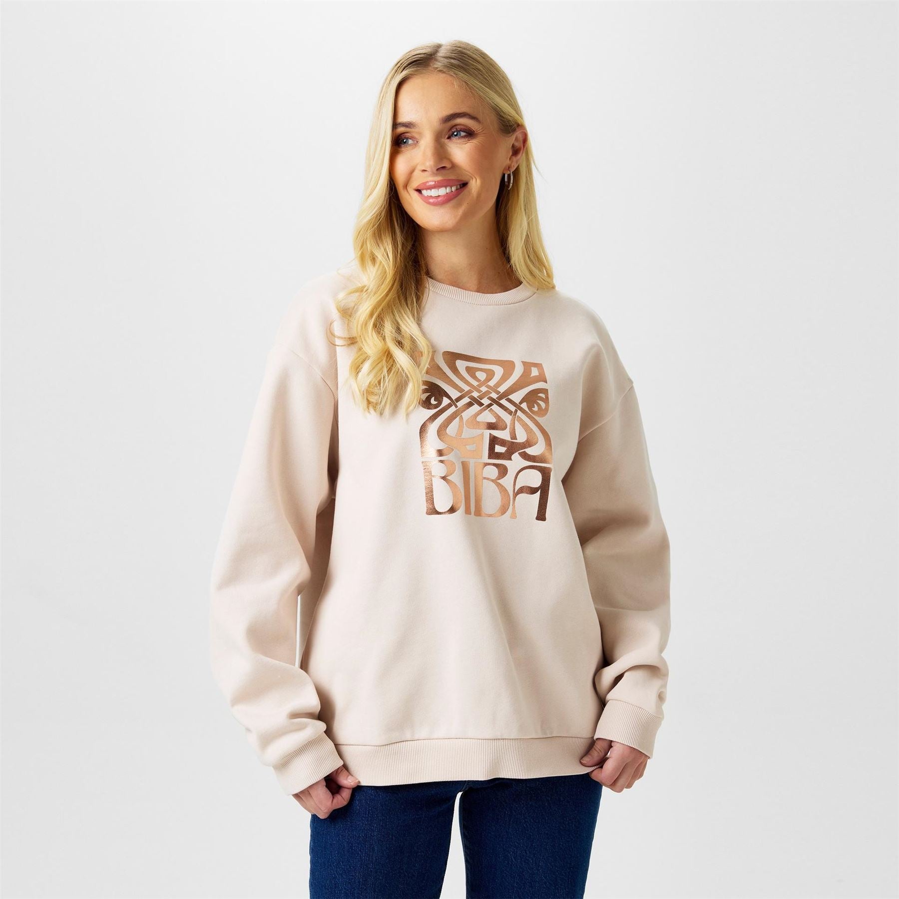 Biba Relaxed Fit Graphic Crew Neck Sweatshirt