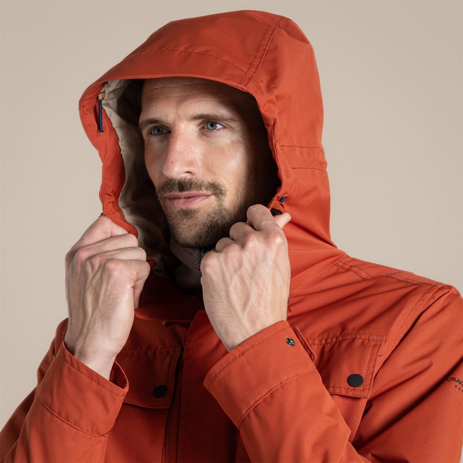 Craghoppers Hartley Solid Patterned Hooded Snap Button Rain Jacket