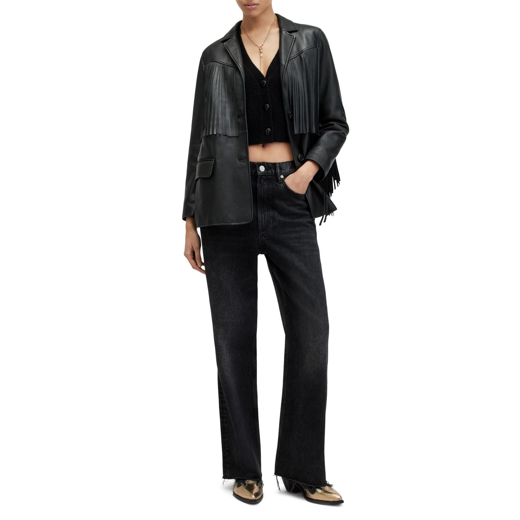 AllSaints Washed Wide Leg Jeans
