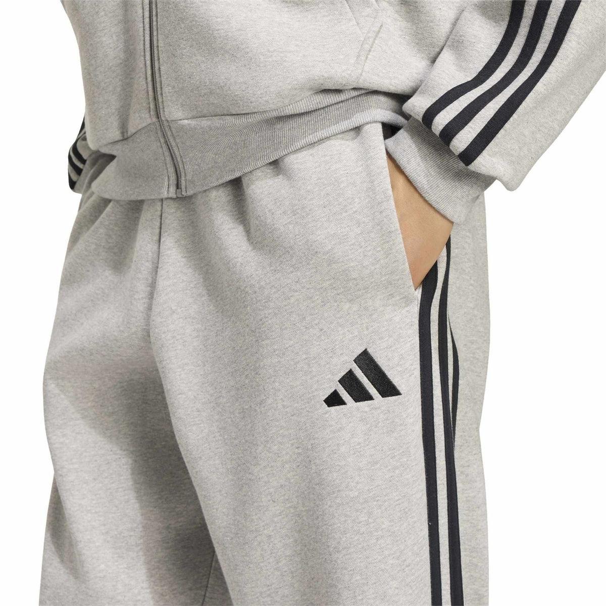 adidas Fleece Tapered Cuff 3 Stripes Joggers M