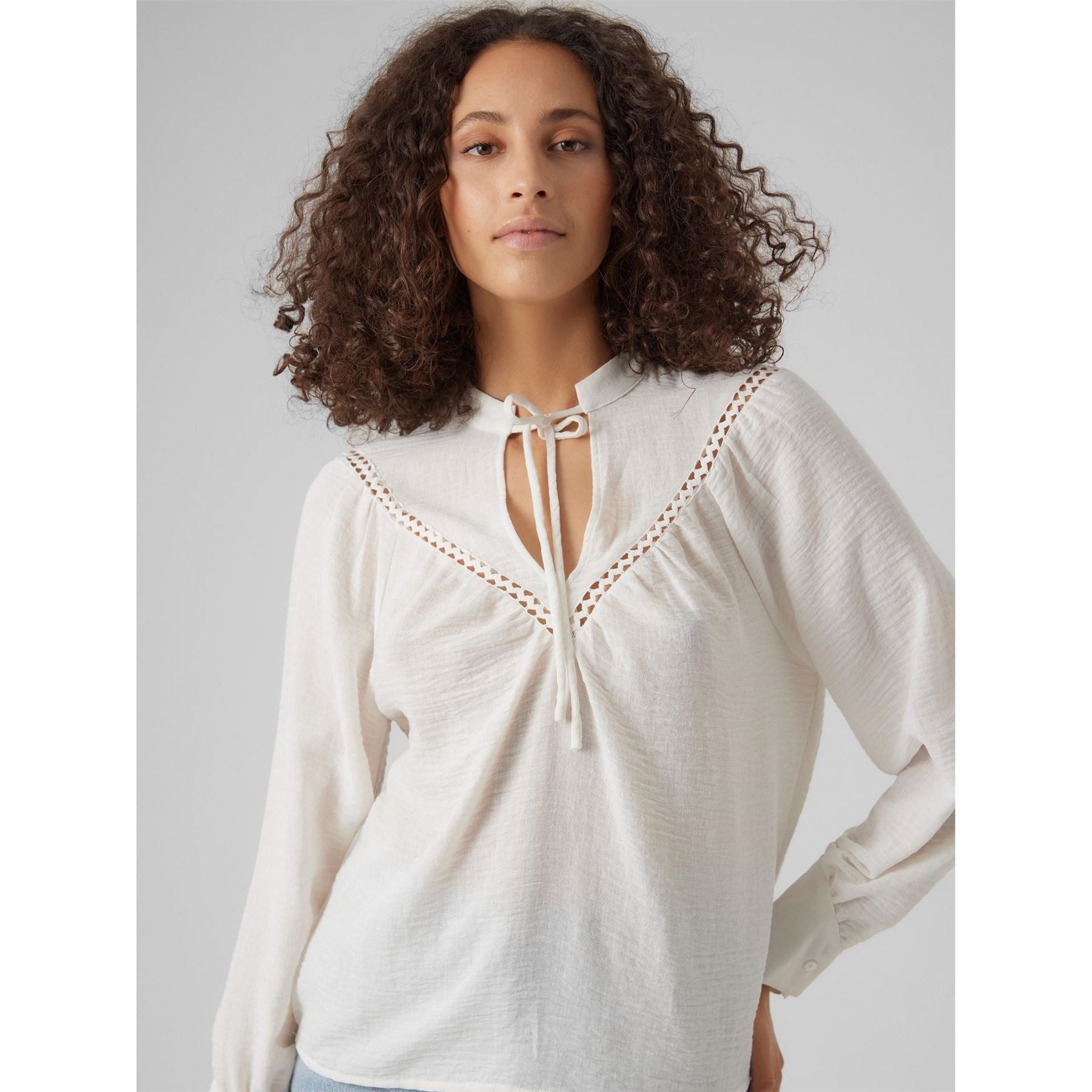 Vero Moda Tie Neck Long Sleeve Blouse