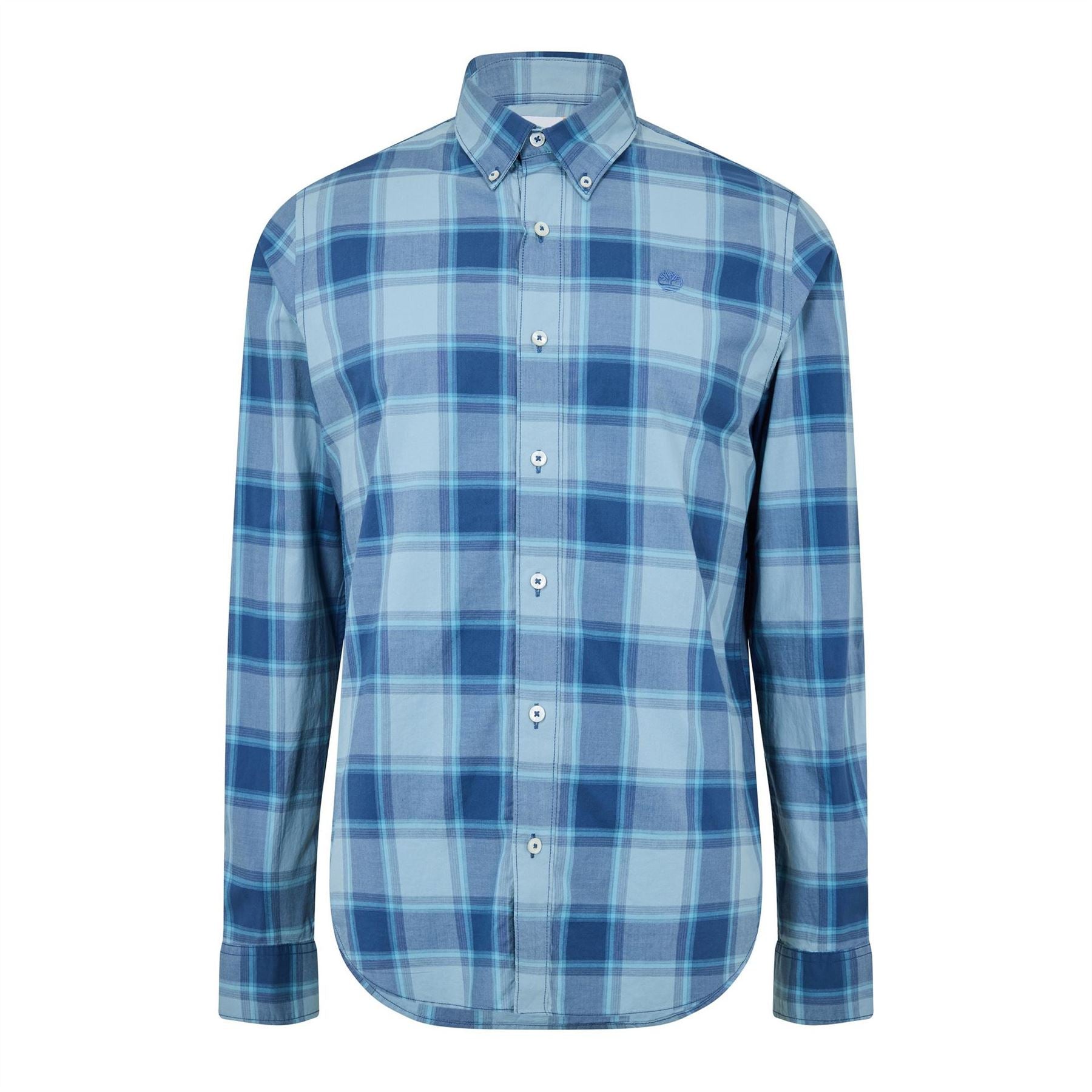 Timberland Check Poplin Button Down Collar Long Sleeve Shirt