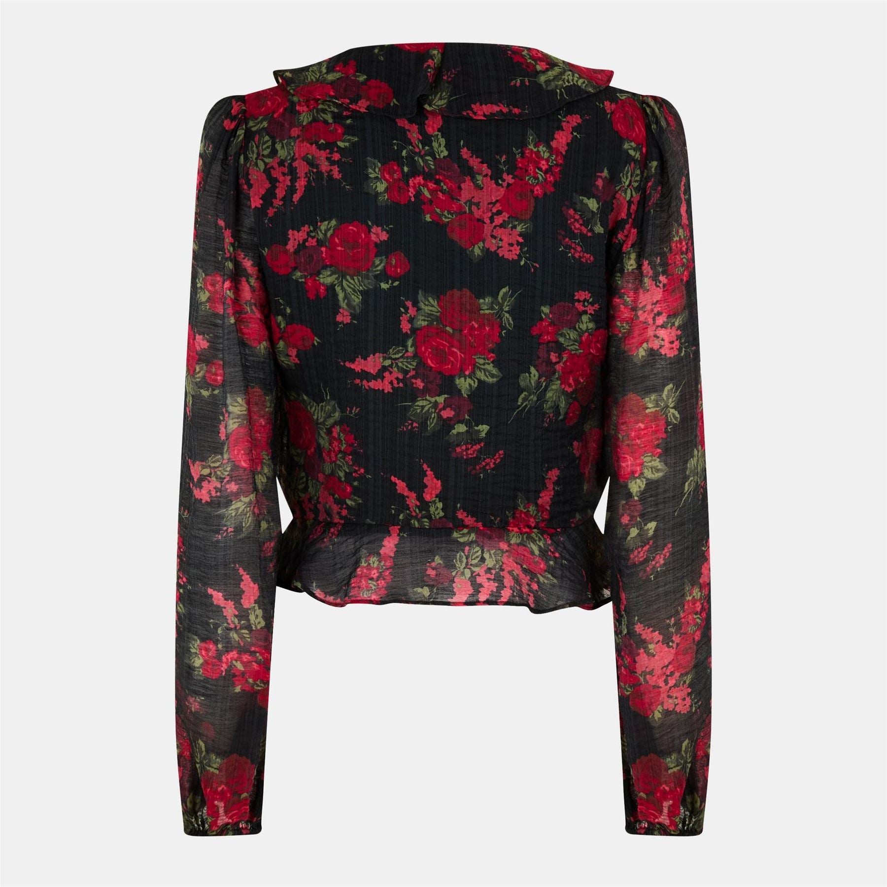 Nobodys Child Plunging Neck Relaxed Fit Blouse