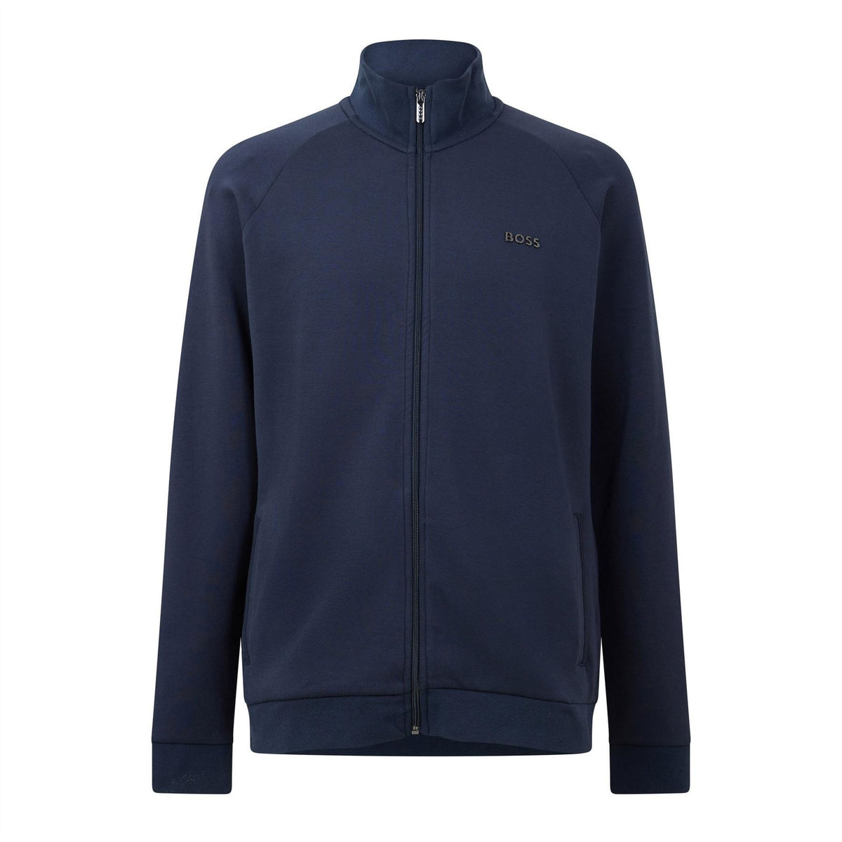 Boss Solid Full Zipper Ribbed Cuff Sweat Jacket