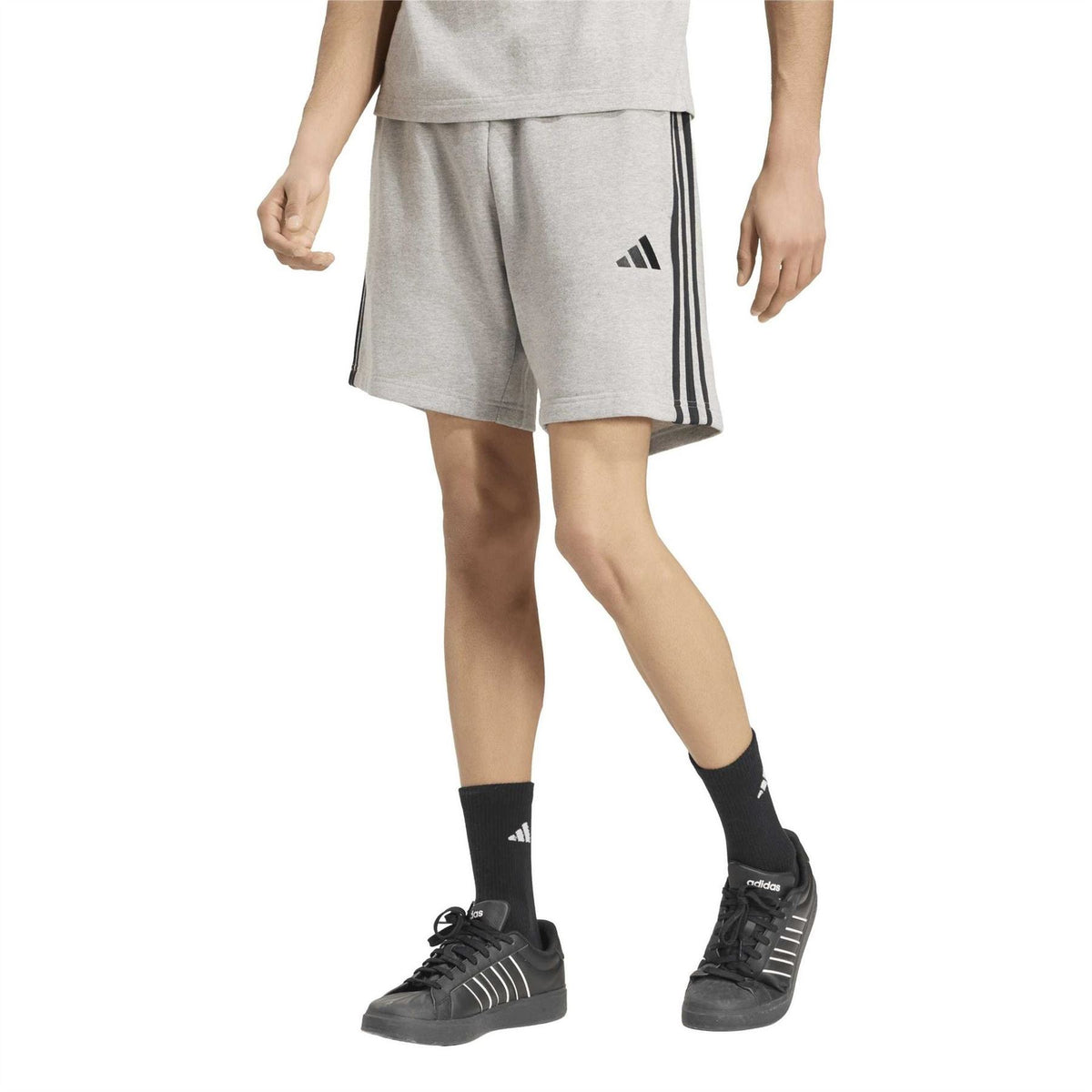 adidas Mens Essentials 3 Stripe Fleece Shorts
