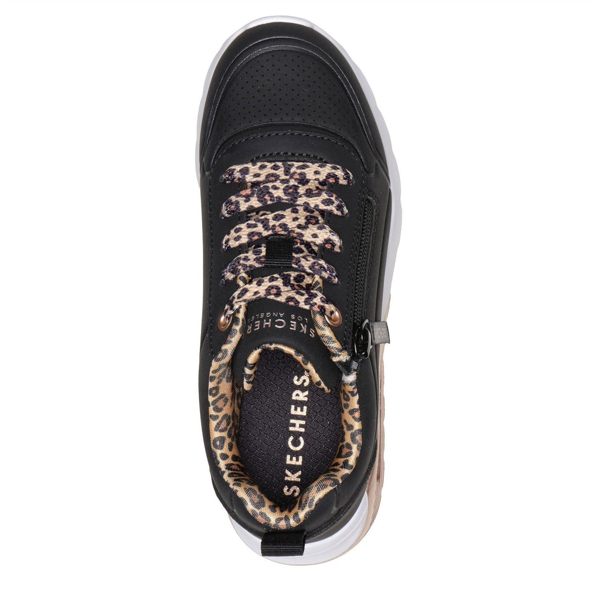 Skechers Duraleather W Metallic Heel Lace Up Low Top Trainers Girls