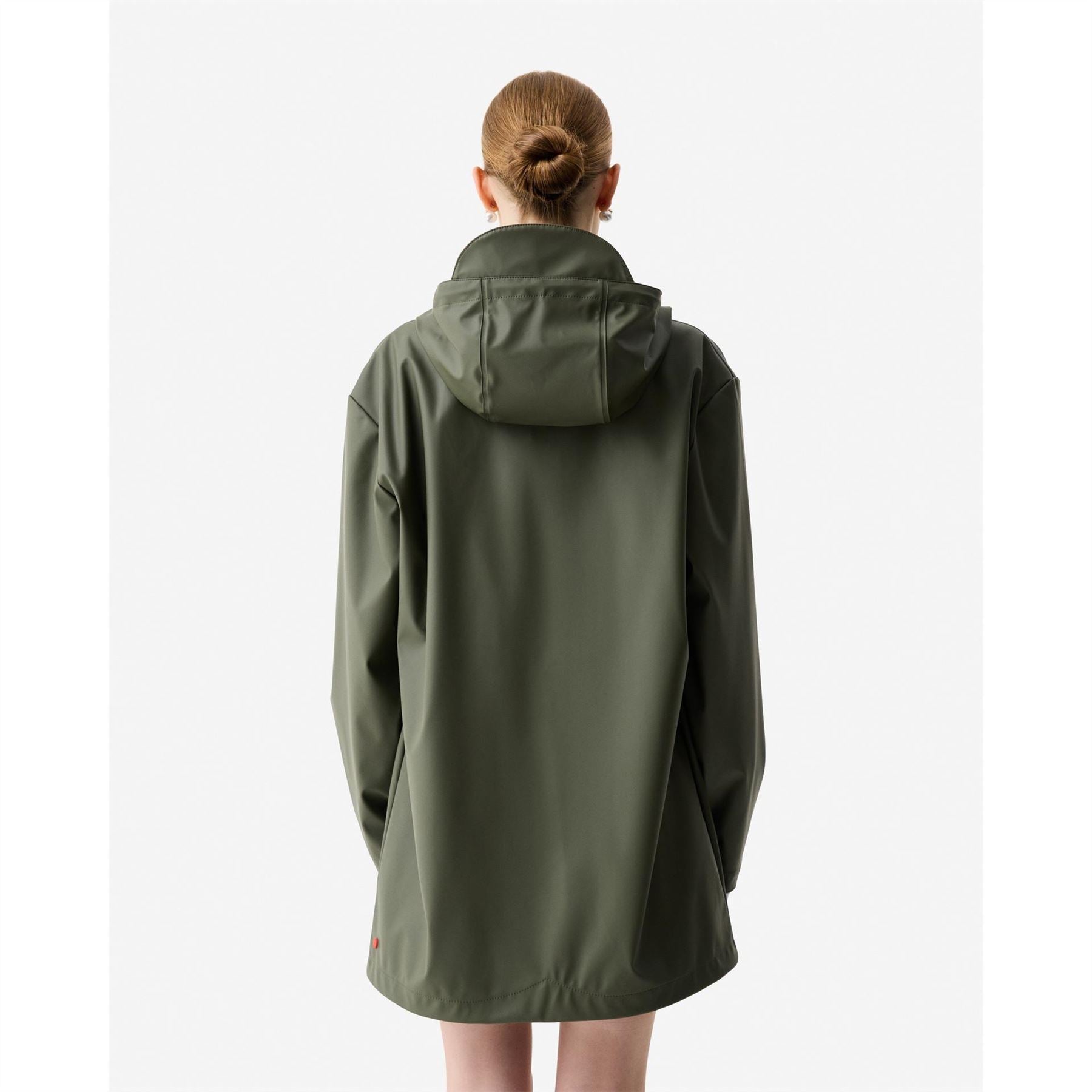 Hunter Jo Hooded Snap Button Solid Patterned Rain Jacket