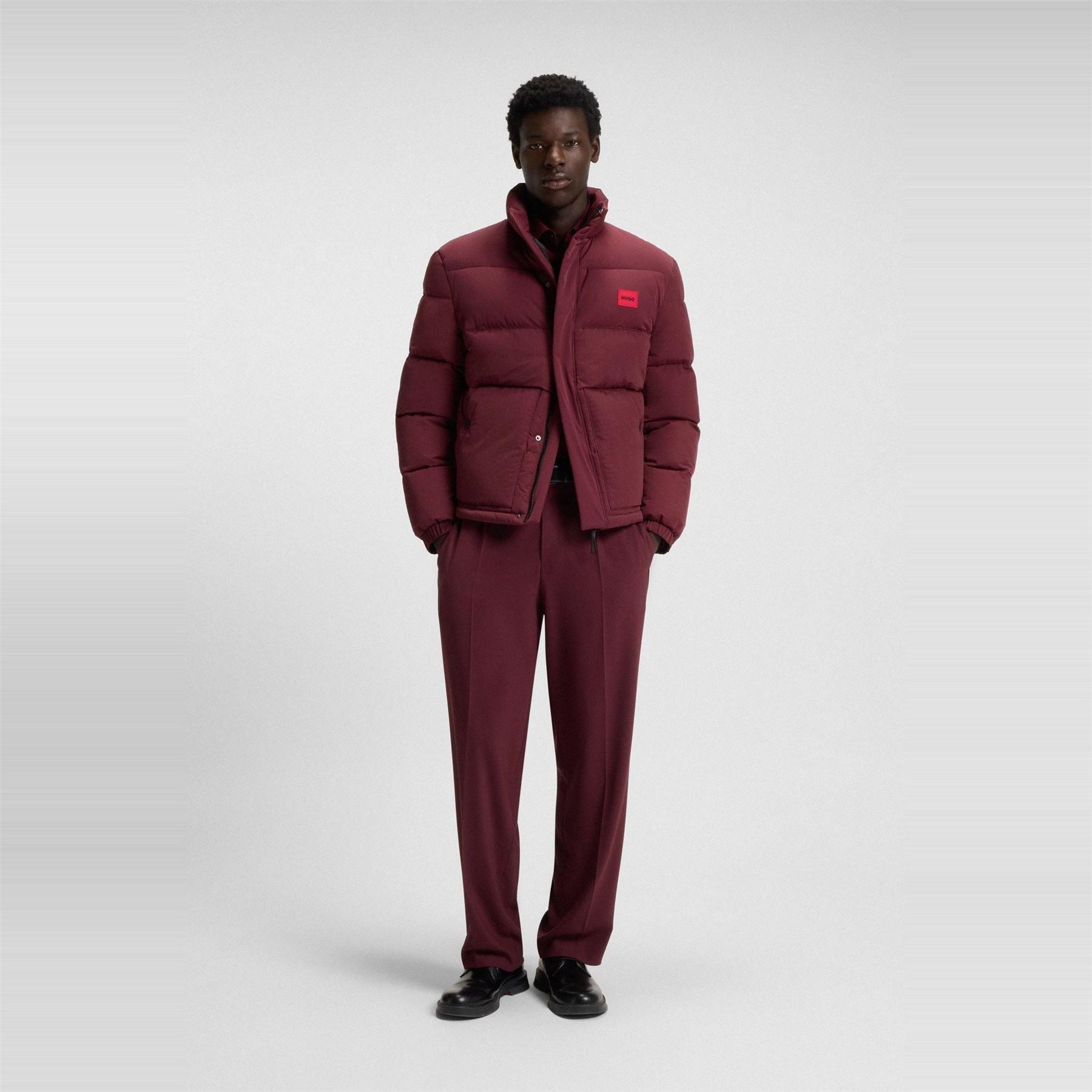 Hugo Solid Patterned Puffer Coat with Chest Pocket