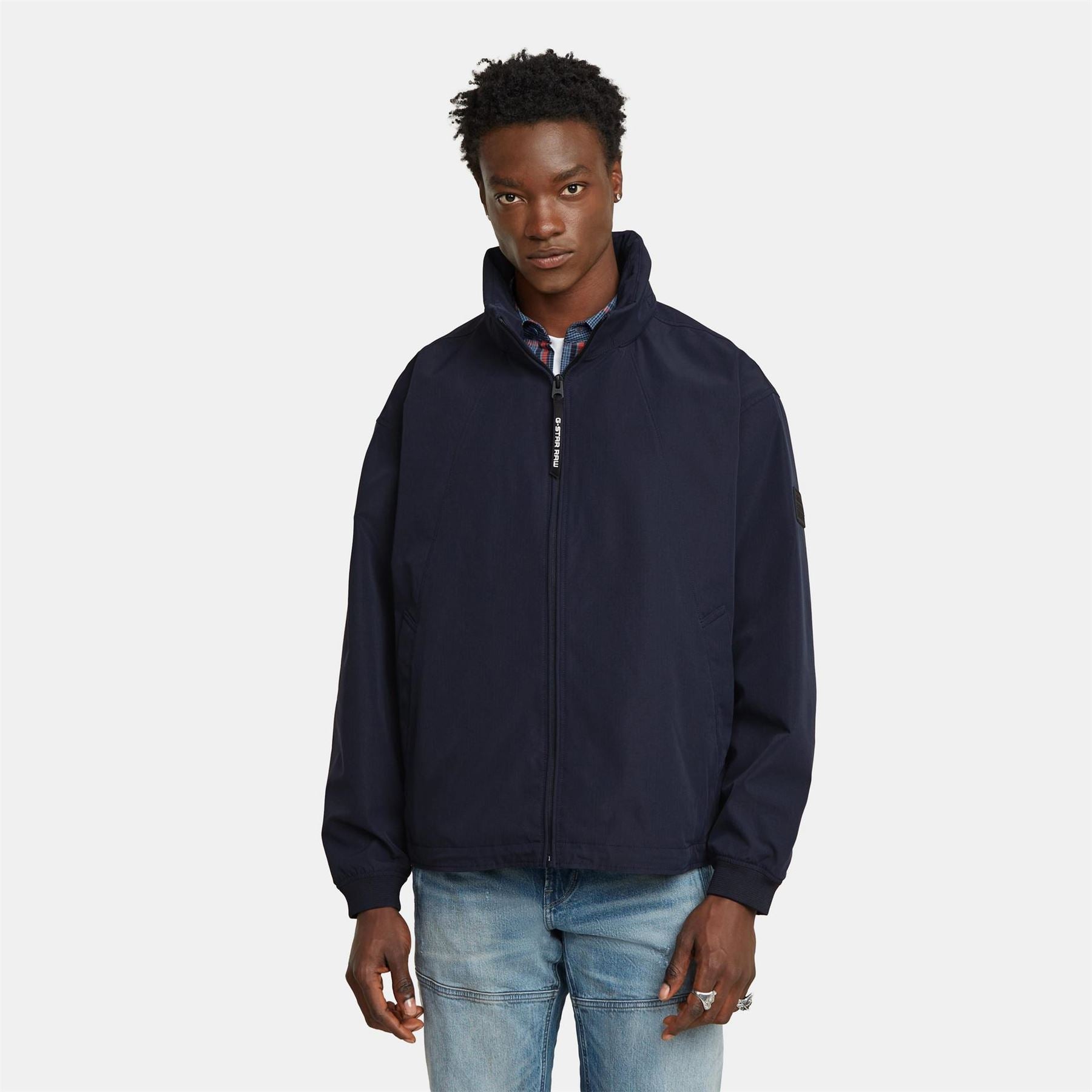 G Star Solid Patterned Full Zipper Field Jacket