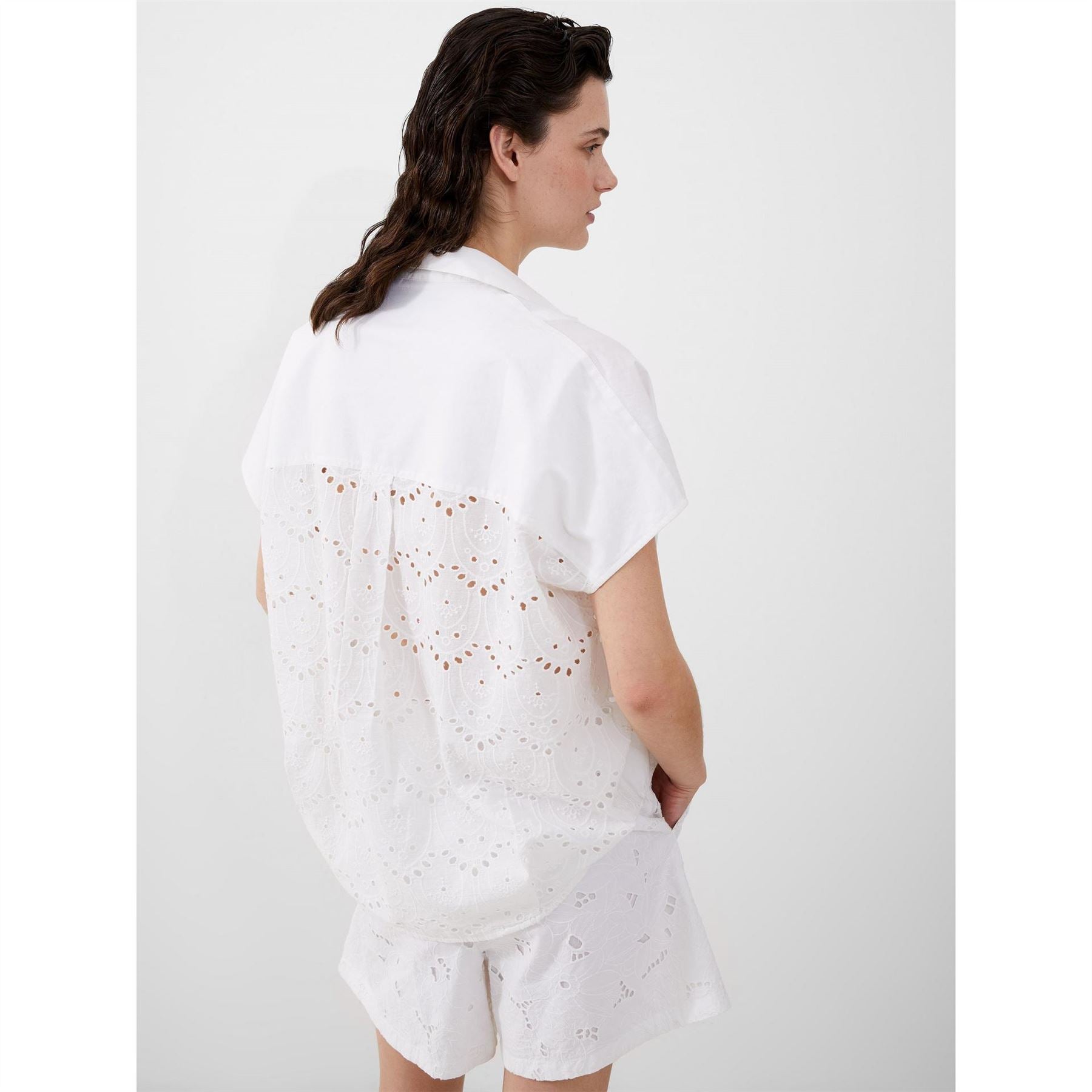 French Connection Embroidered Short Sleeve Blouse