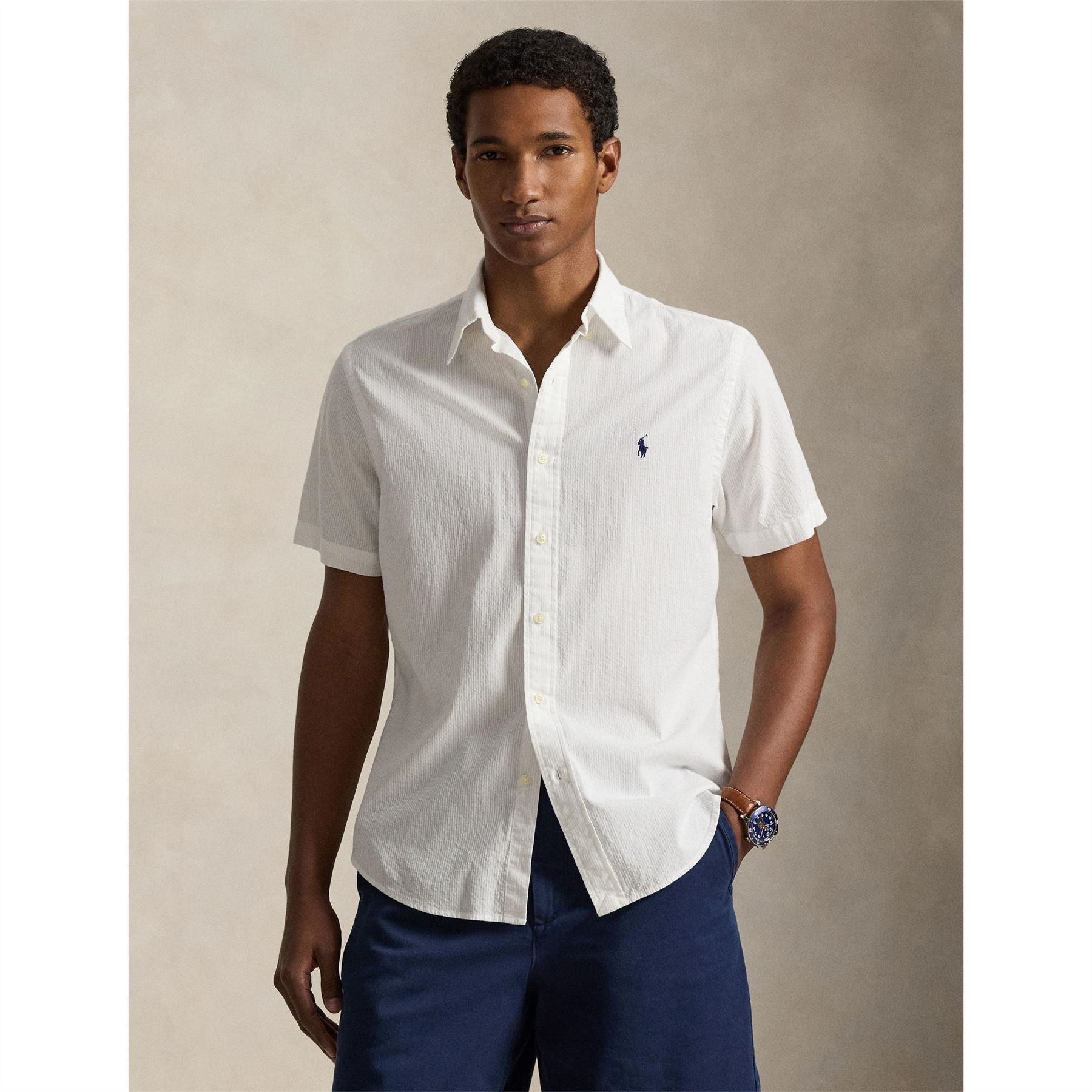 Polo Ralph Lauren Seersucker Regular Fit Button Down Collar Shirt