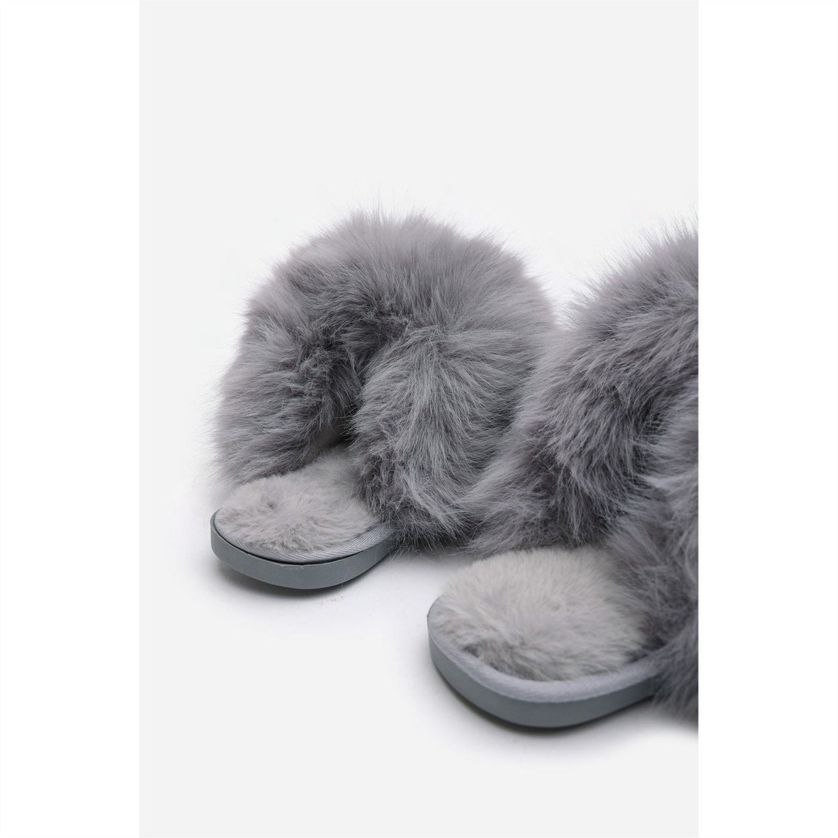 Wheres That From Ultimate Fluffy Beige Faux Fur Mule Slippers