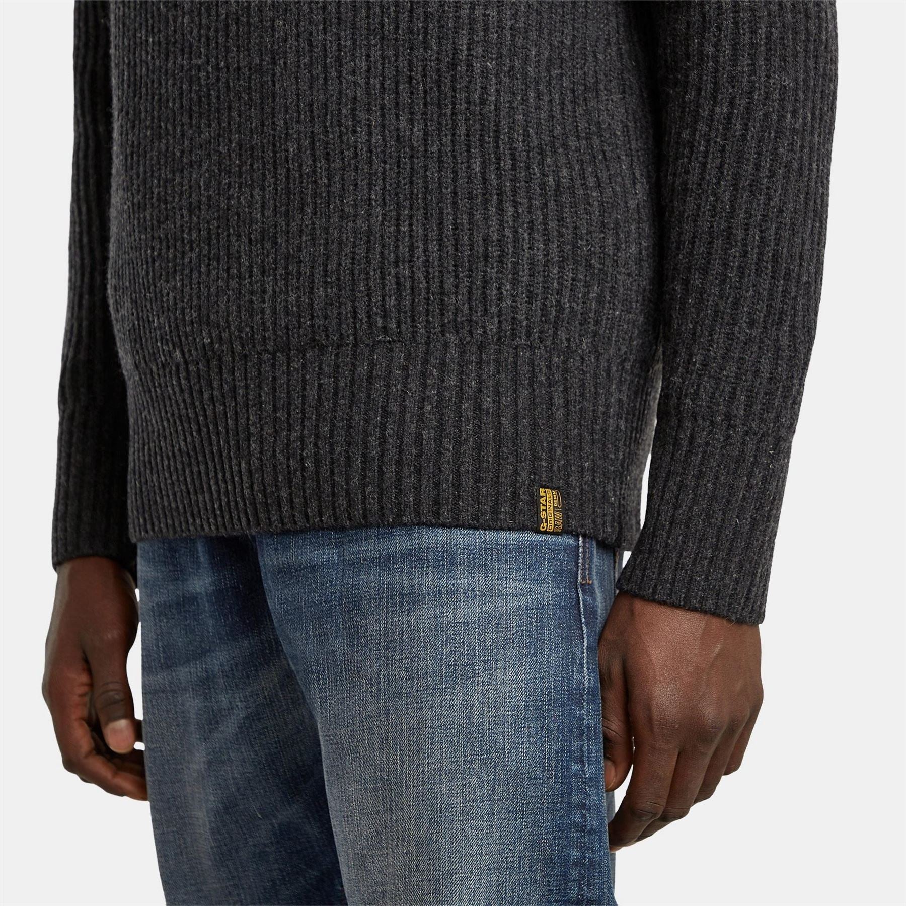 G Star Rib Crew Neck Long Sleeve Sweater