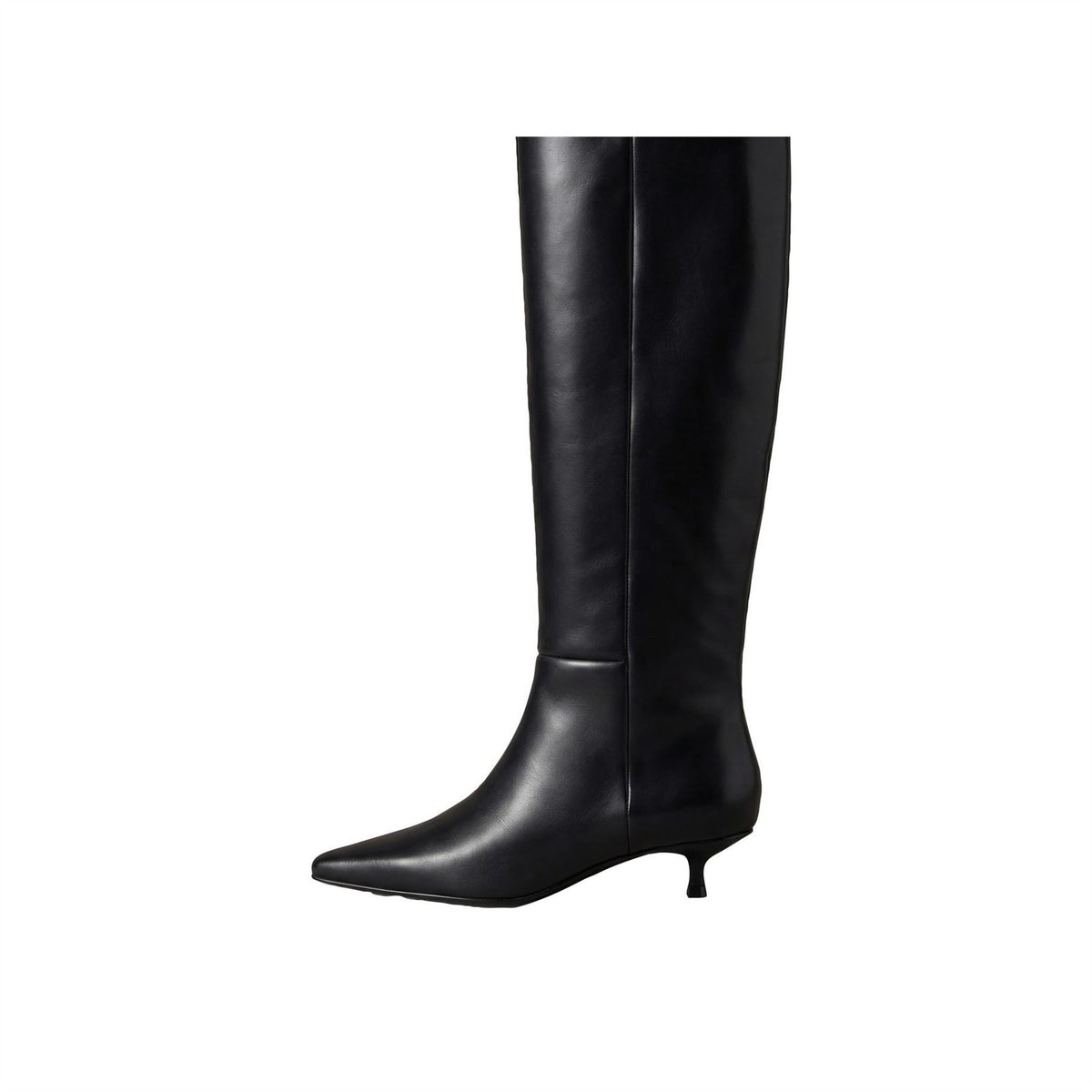 Calvin Klein Kitten Heel Leather Knee High Boots