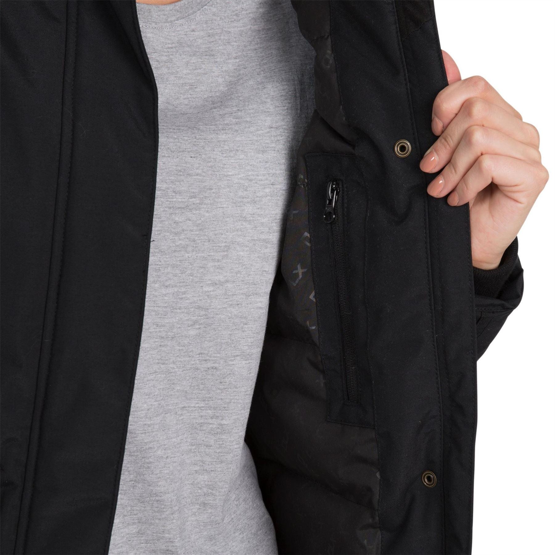 DLX Bettany Solid Patterned Hooded Ribbed Cuff Down Jacket