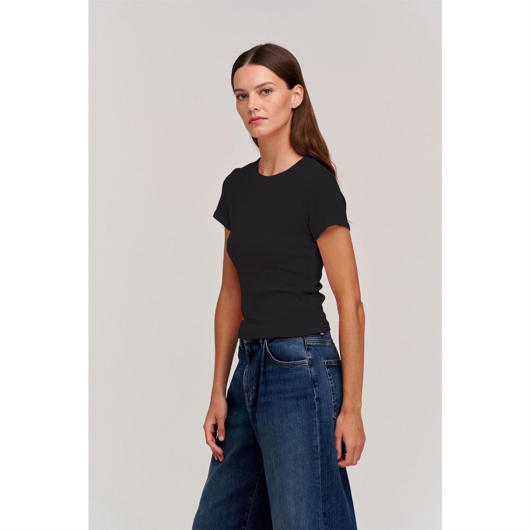 Velvet by Graham and Spencer Ribbed Regular Fit Crew Neck T-Shirt