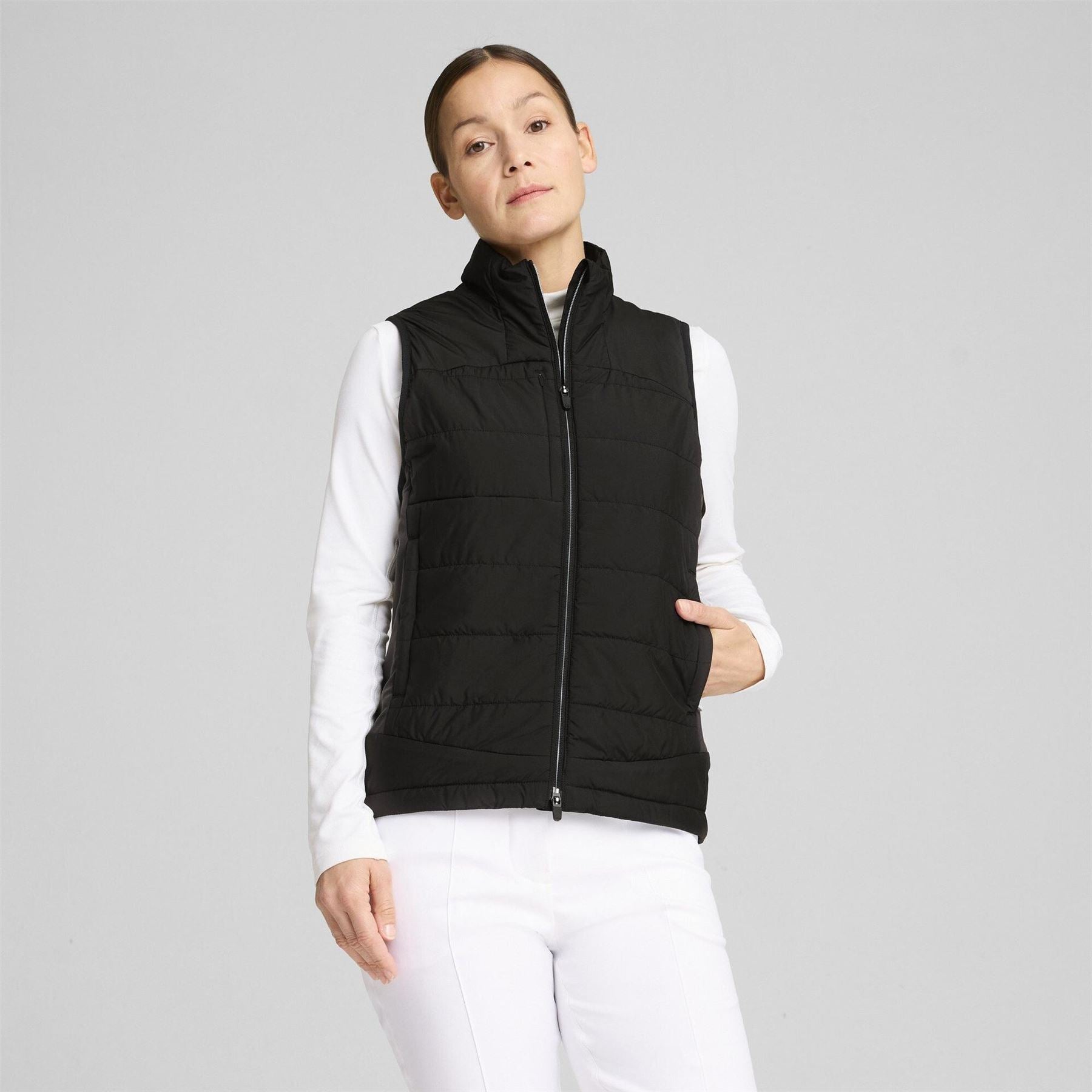 Puma Kyley Quilted Long Sleeve Performance Polo Shirt
