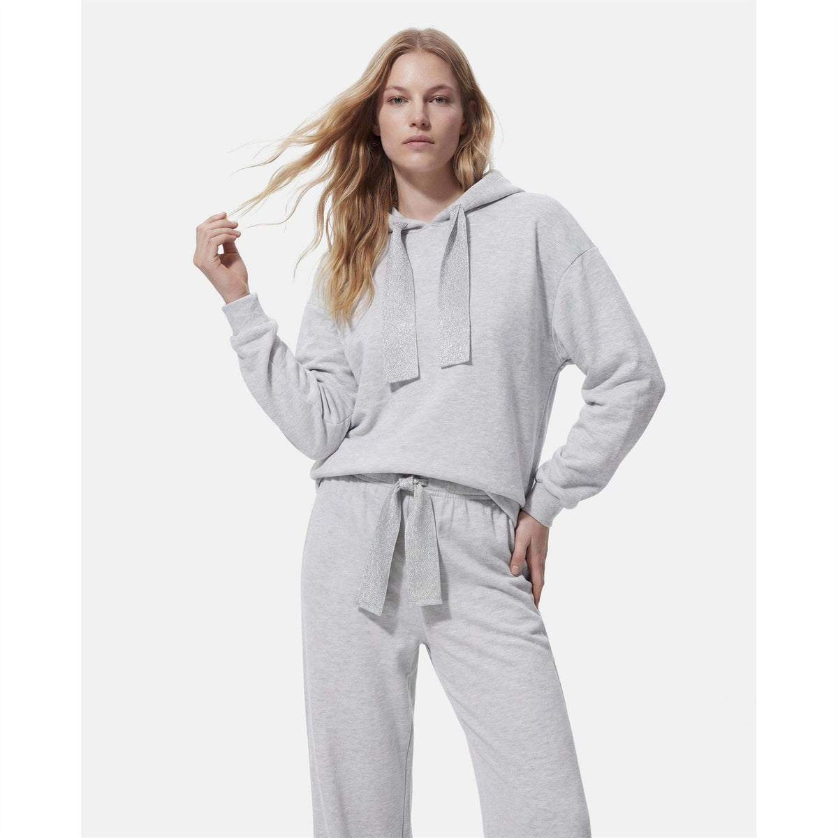 Pieces Hooded Neck Long Sleeve Drop Shoulder Sweatshirt