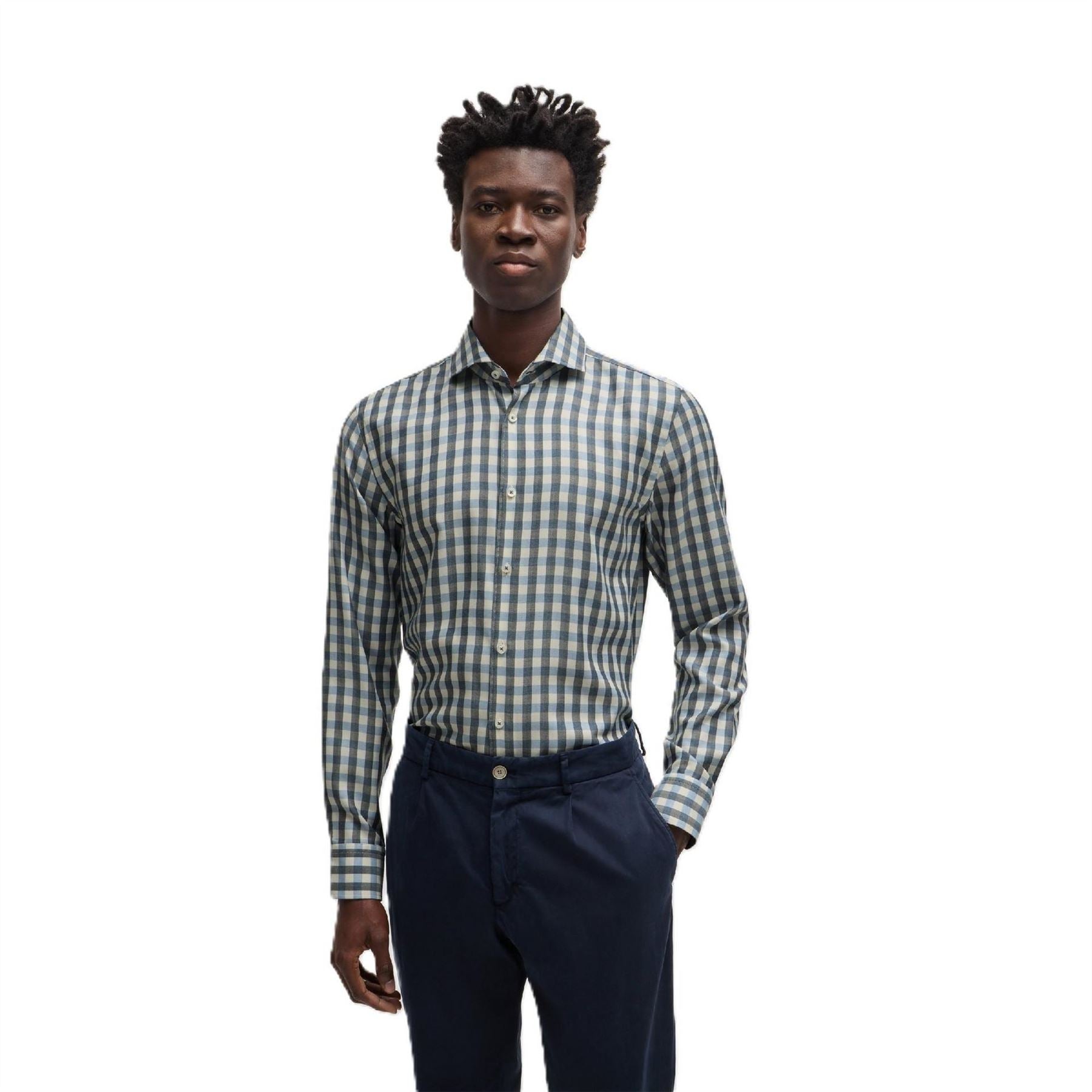 Boss Spread Collar Long Sleeve Regular Fit Oxford Shirt