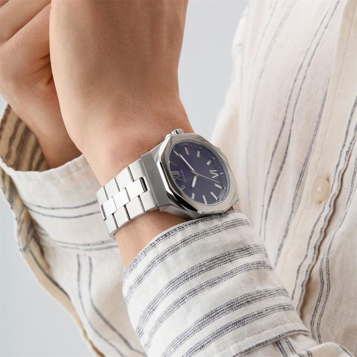 Guess Octagonal Stainless Steel Analogue Quartz Watch