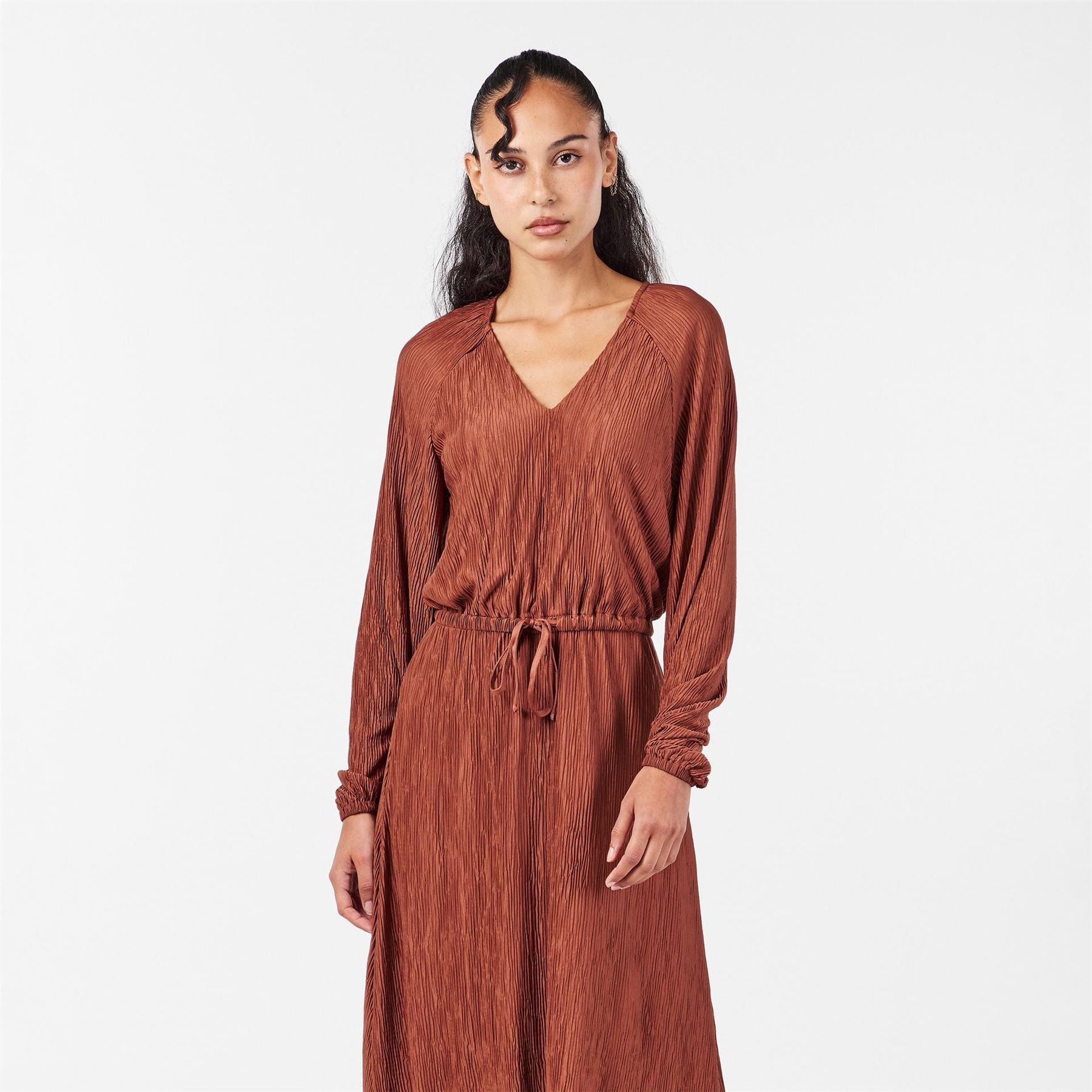 French Connection Tessa V-Neck Midi Jersey Dress