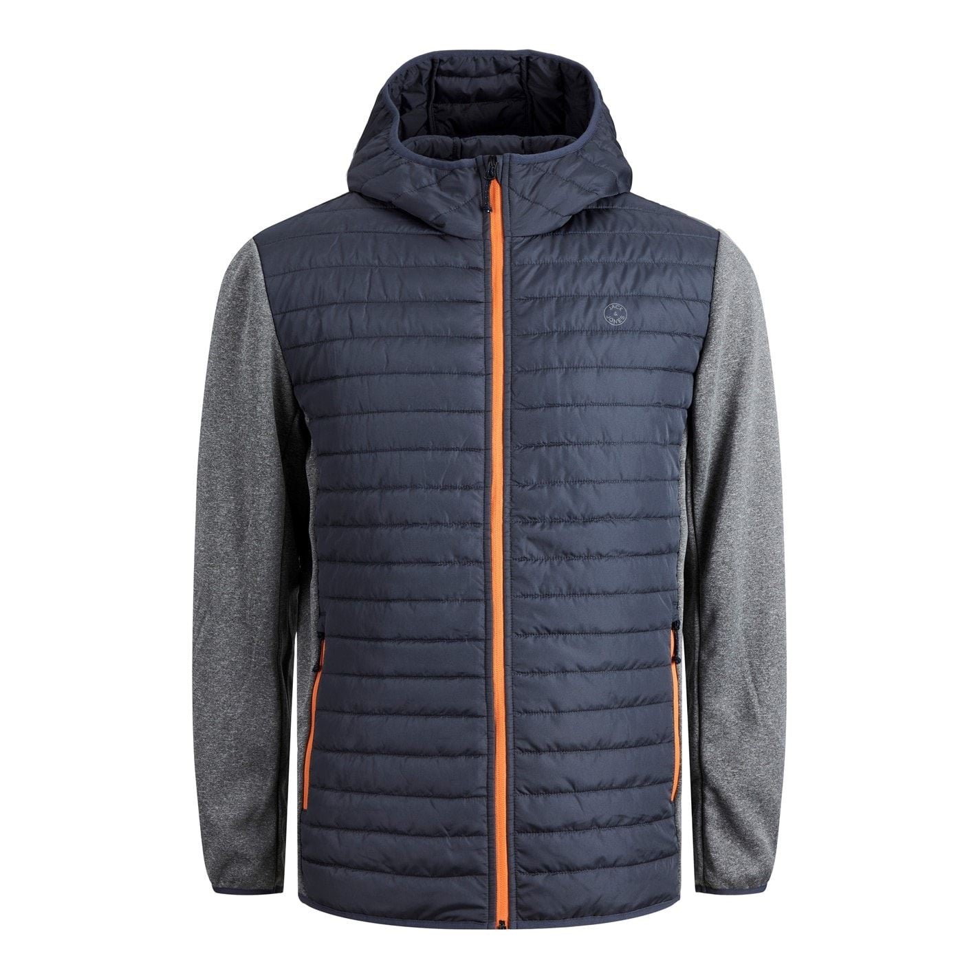Jack and Jones Solid Patterned Hooded Ribbed Cuff Puffer Jacket