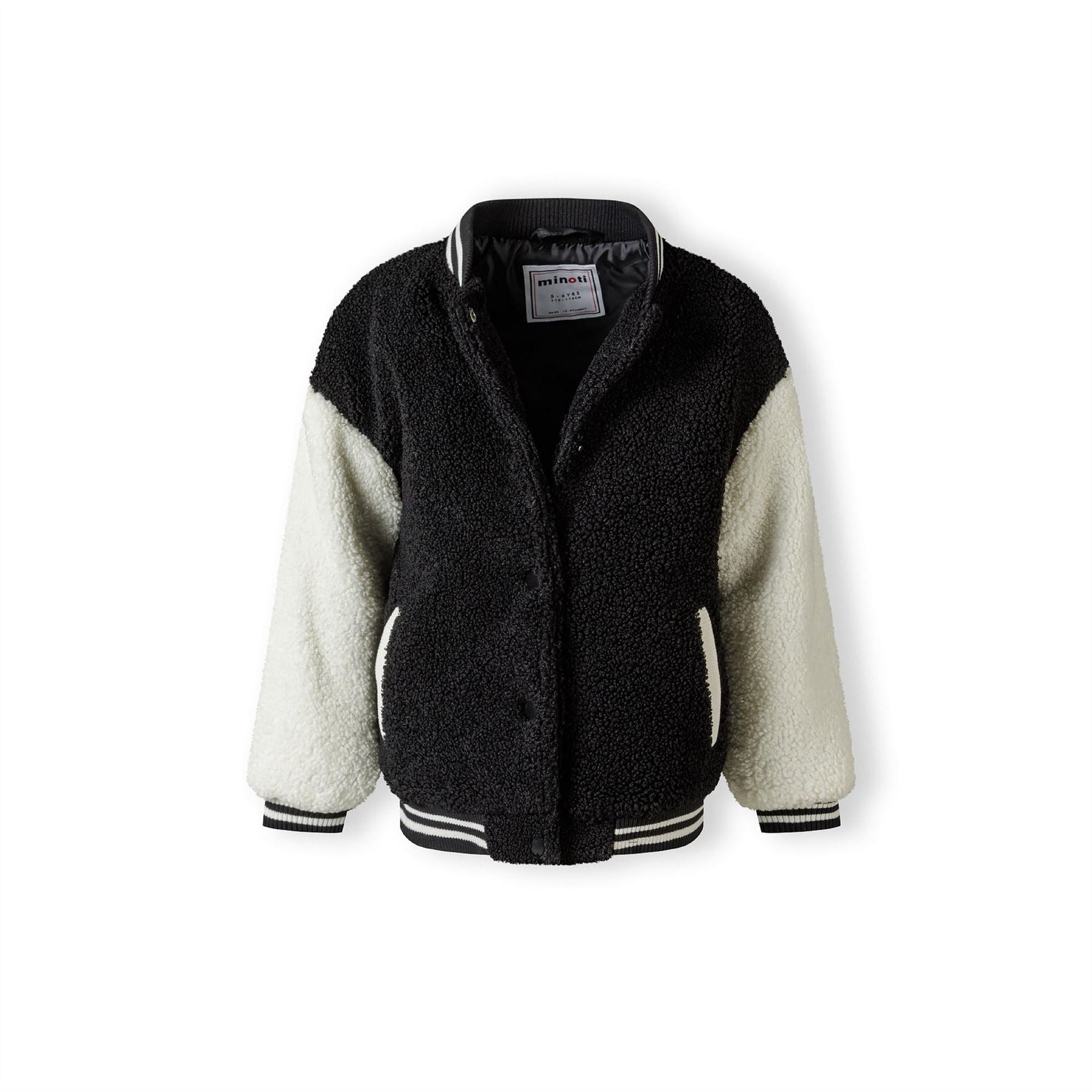 Minoti Girls Baseball Jacket With Snap Closure Black