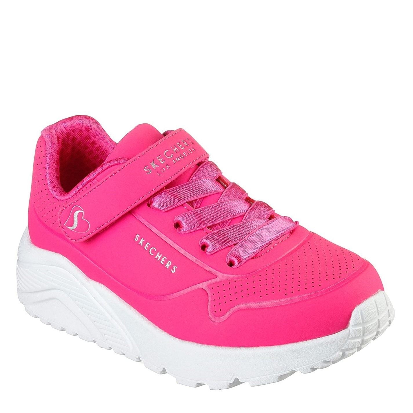 Skechers Duraleather W Metallic Heel Lace Up Low Top Trainers Girls