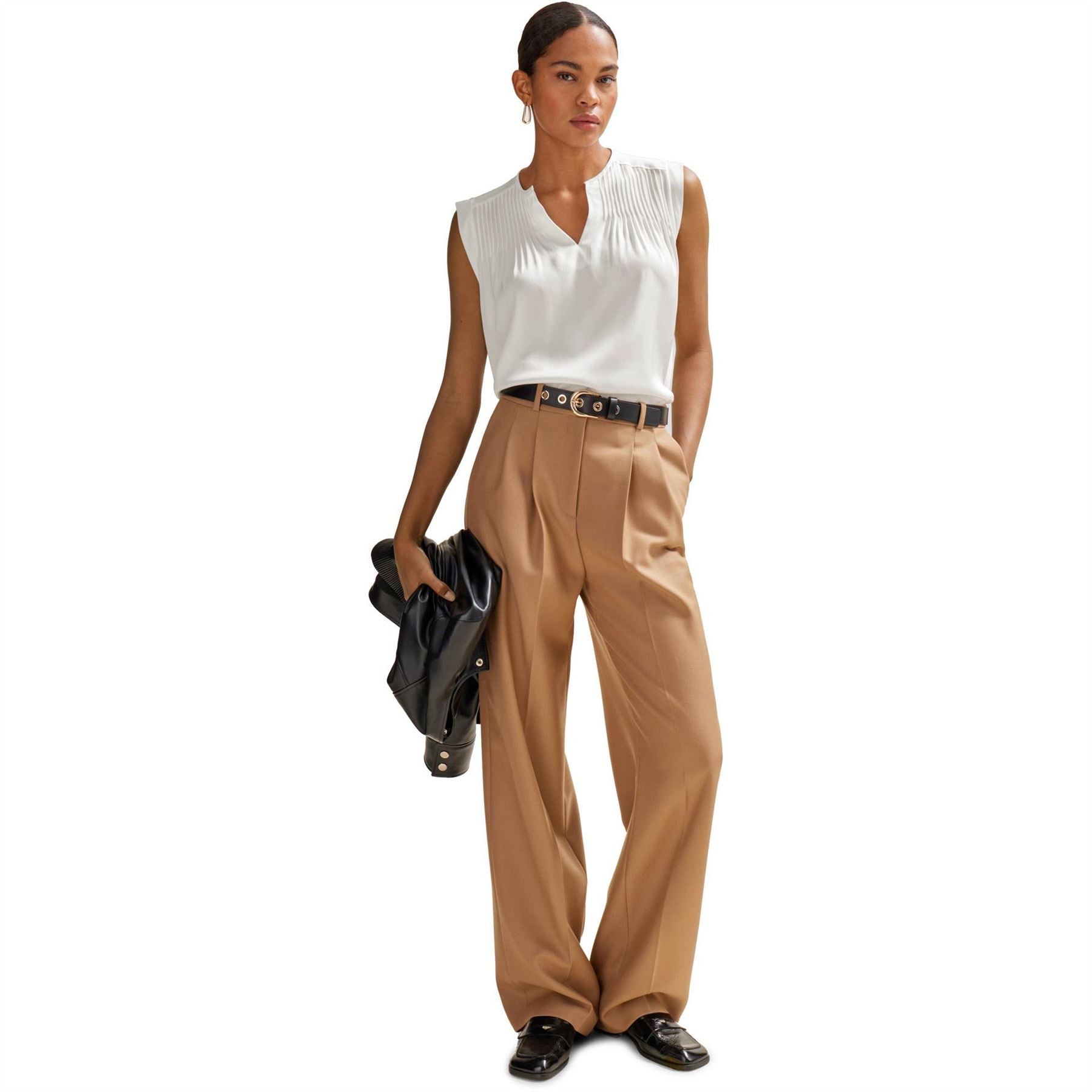 Boss Notched Neck Regular Fit Blouse