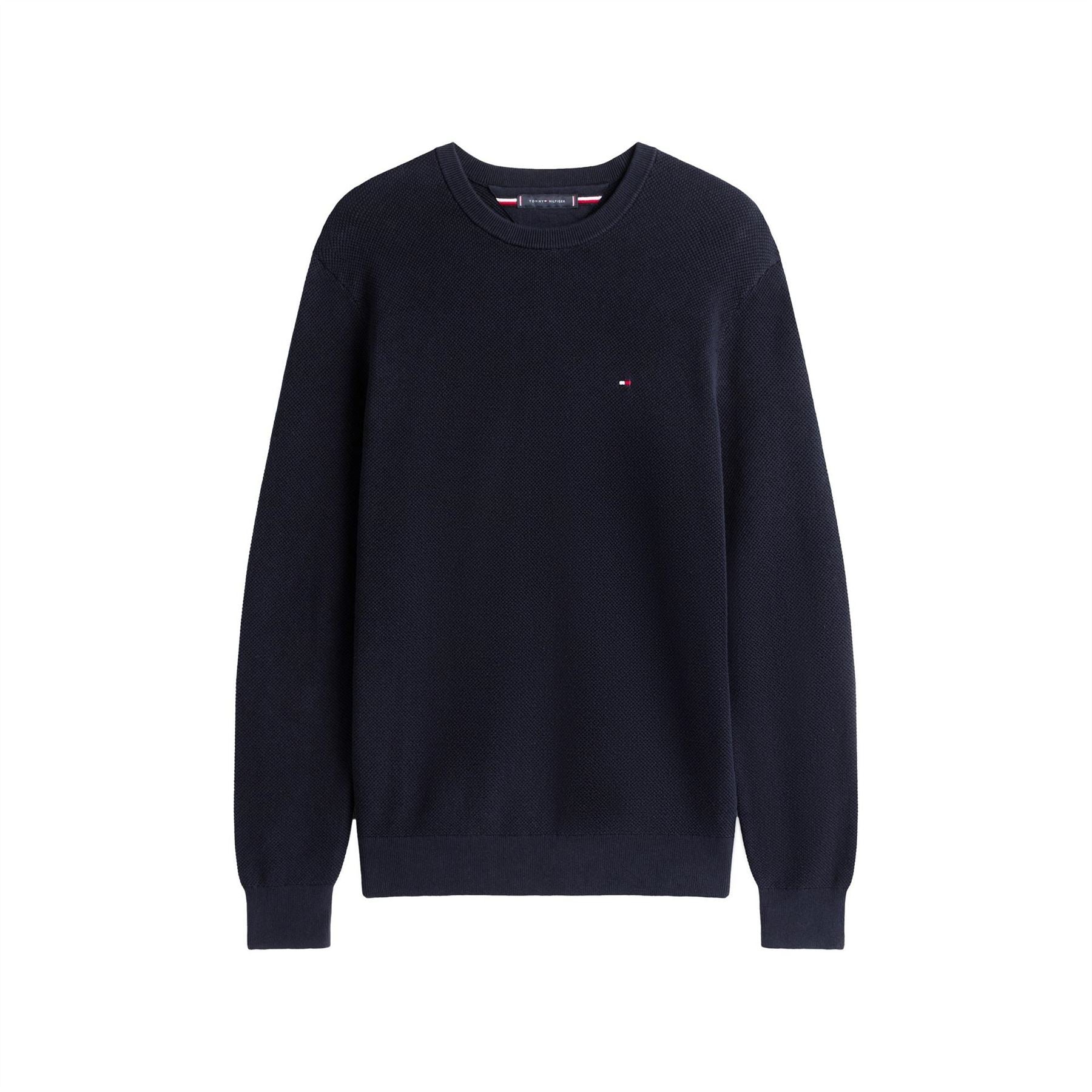 Tommy Hilfiger Crew Neck Ribbed Collar Long Sleeve Sweater