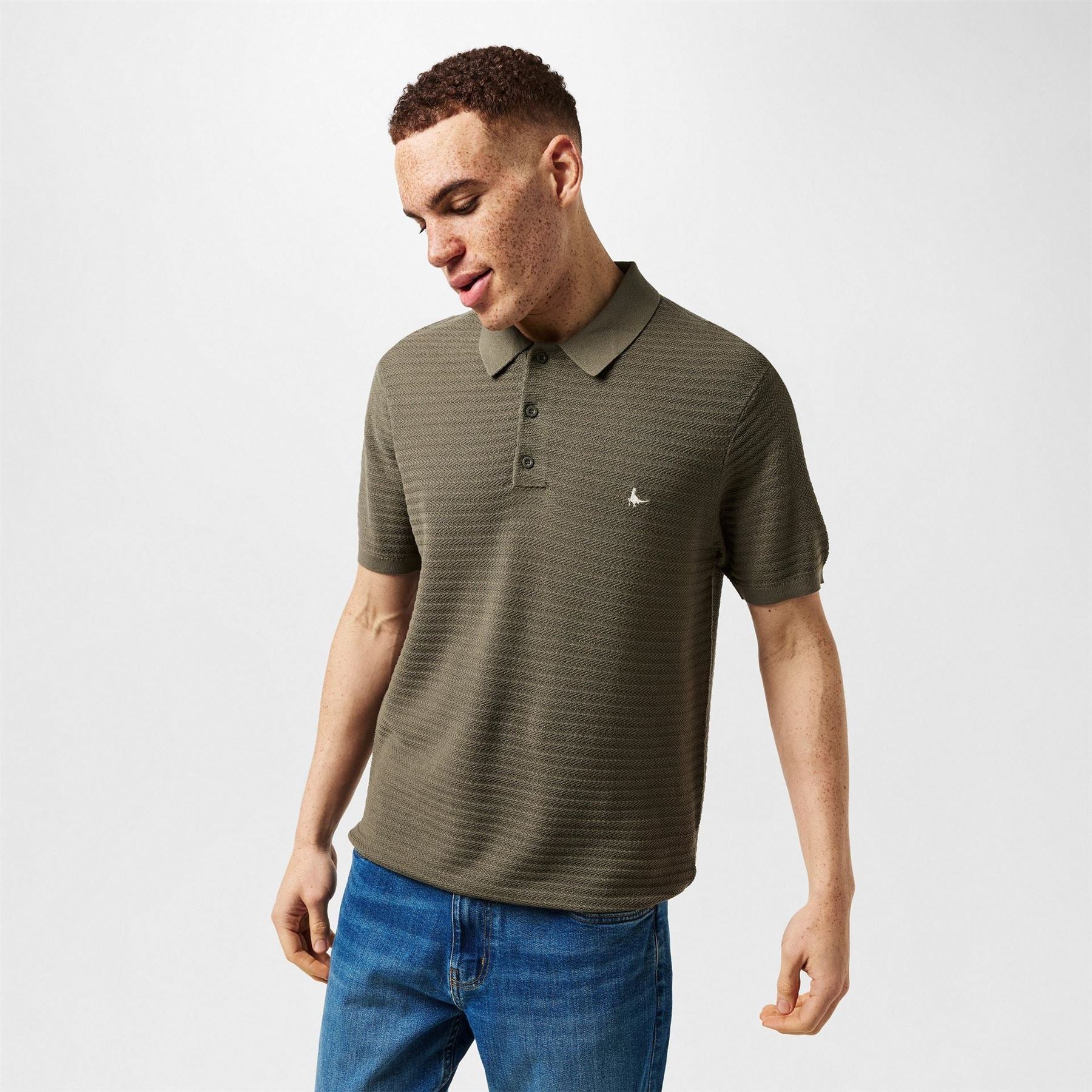 Jack Wills Herringbone Short Sleeve Polo Shirt
