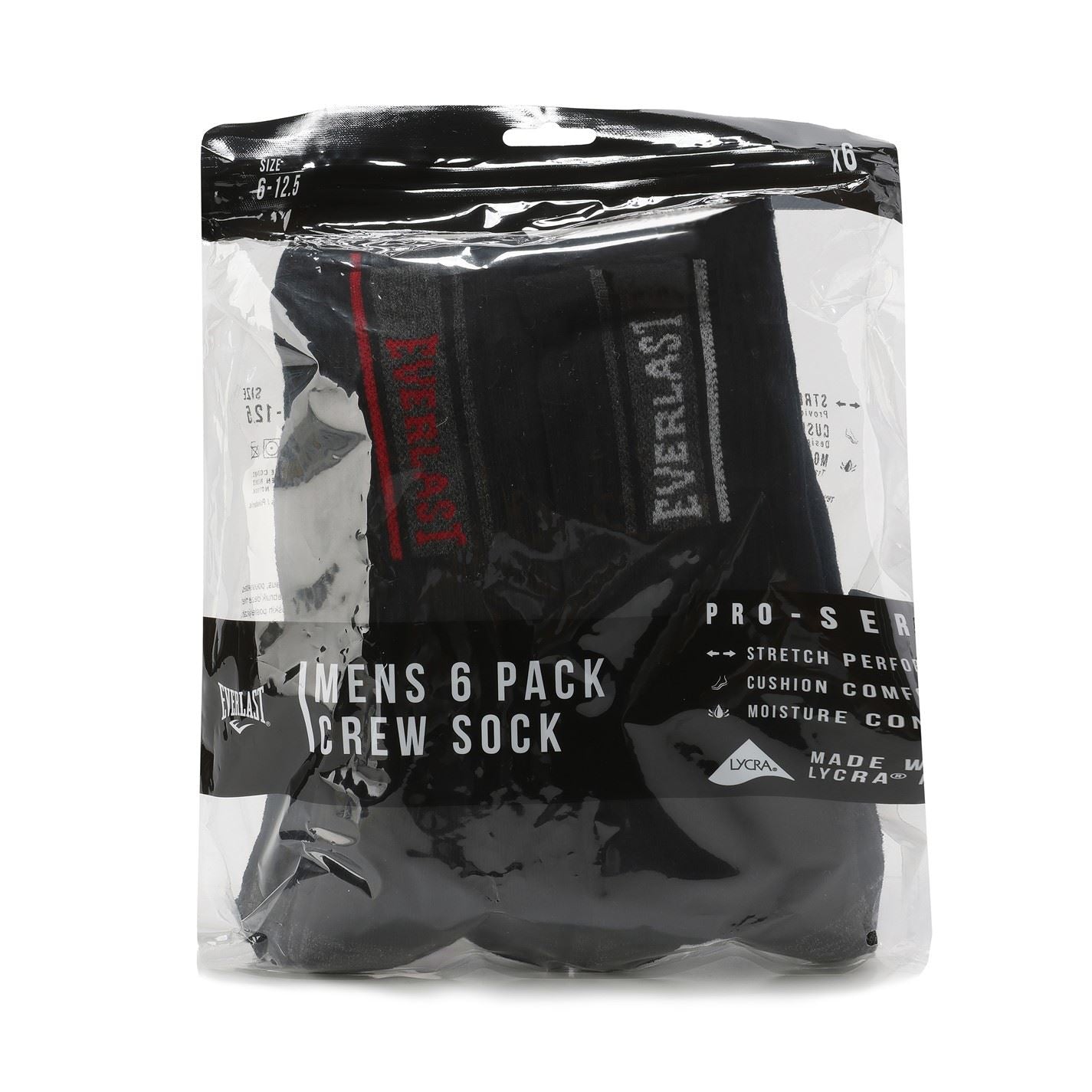 Everlast Mens 6pk Crew Sock