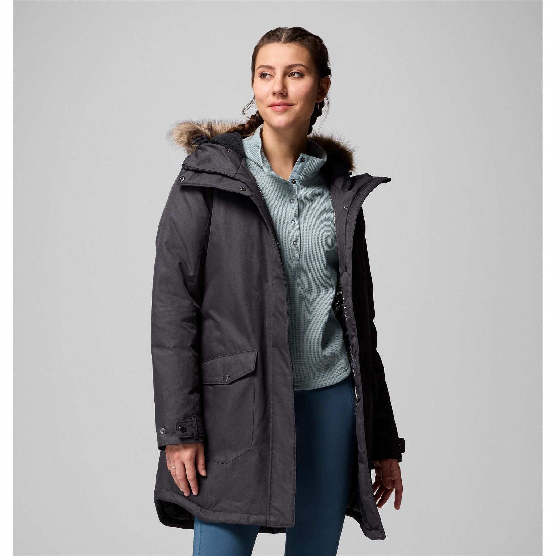 Columbia Womens Suttle Mountain Hooded Solid Patterned Down Jacket