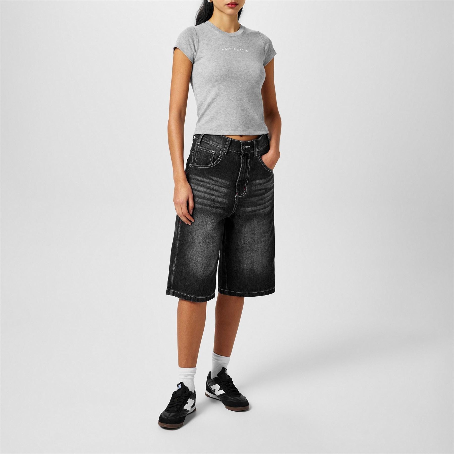 FCUK Cropped Crew Neck Short Sleeve T-Shirt