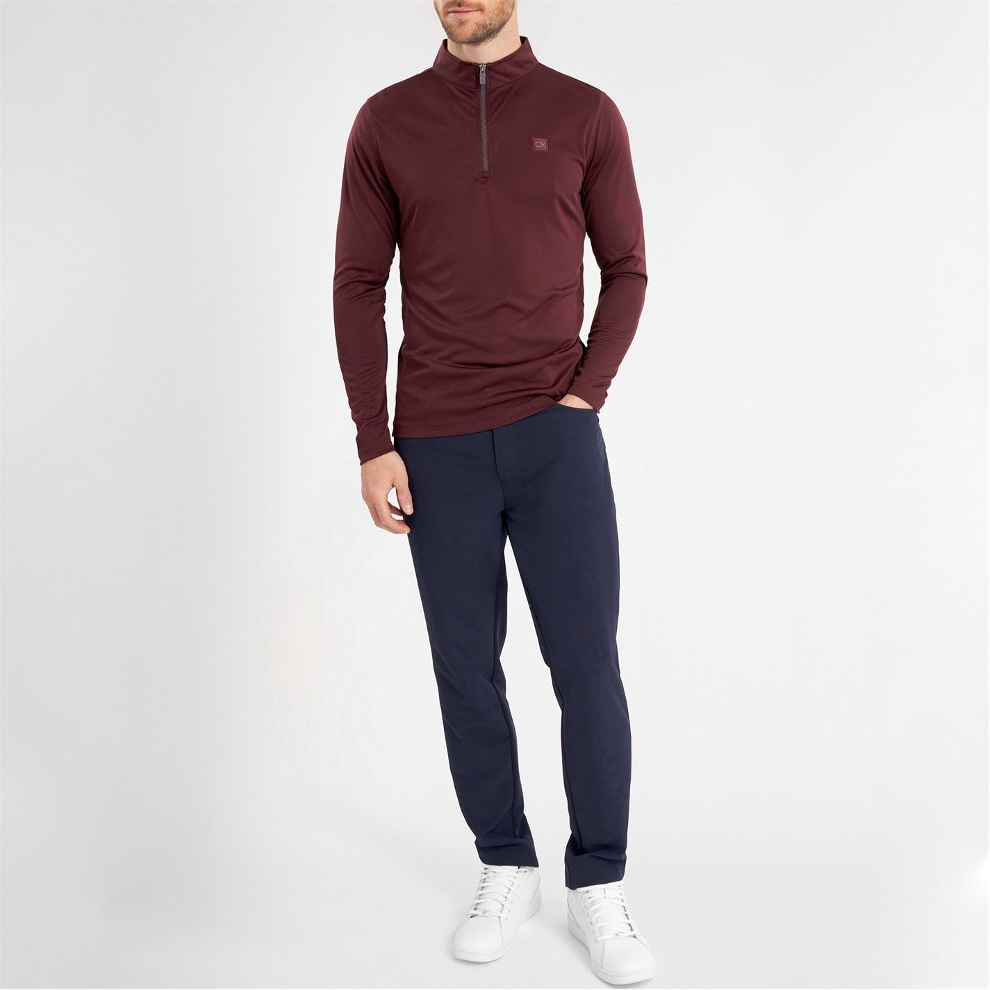 Calvin Klein Golf Regular Fit Zip Neck Long Sleeve Sweatshirt