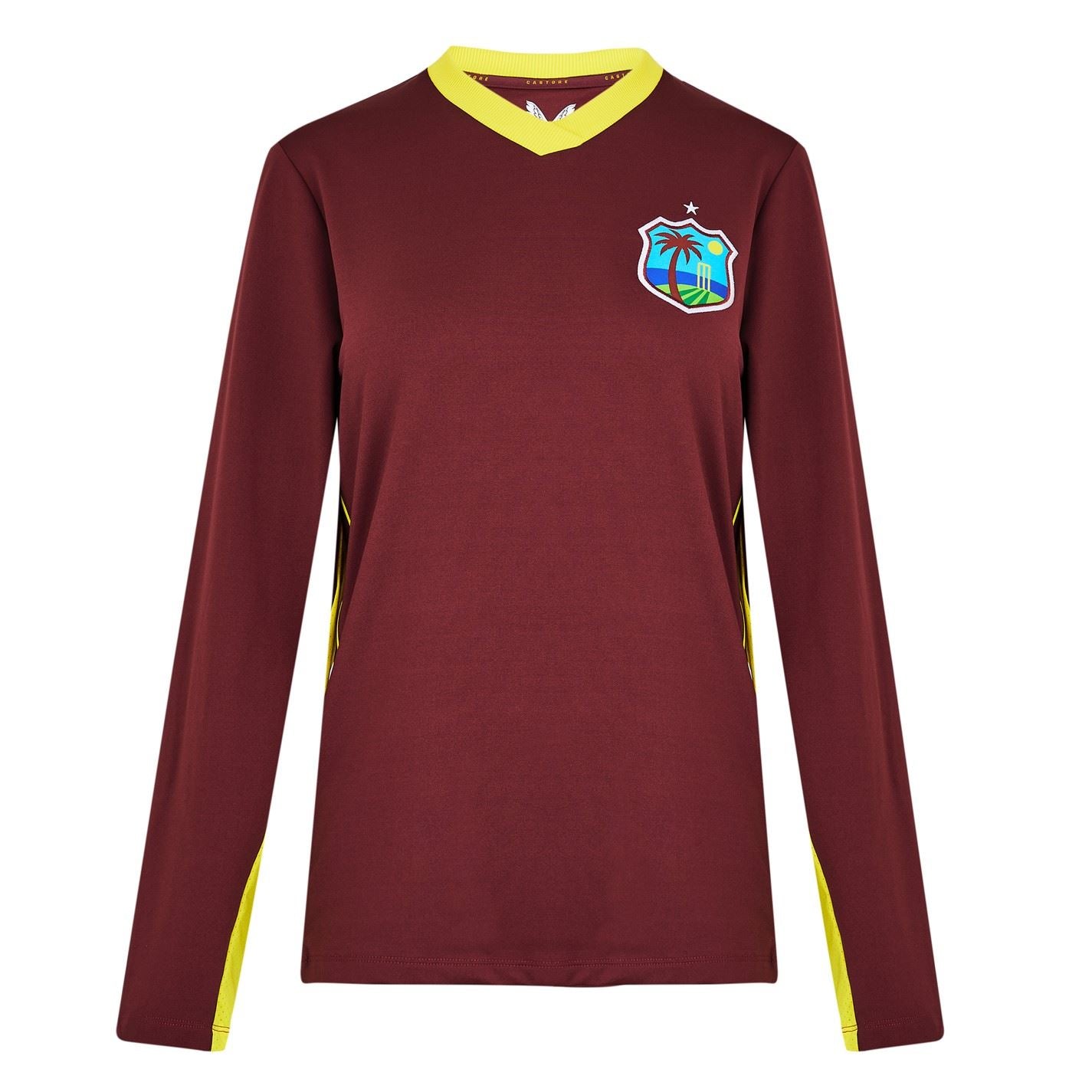 Castore West Indies Odi Long Sleeve Pull Over Polo Mens