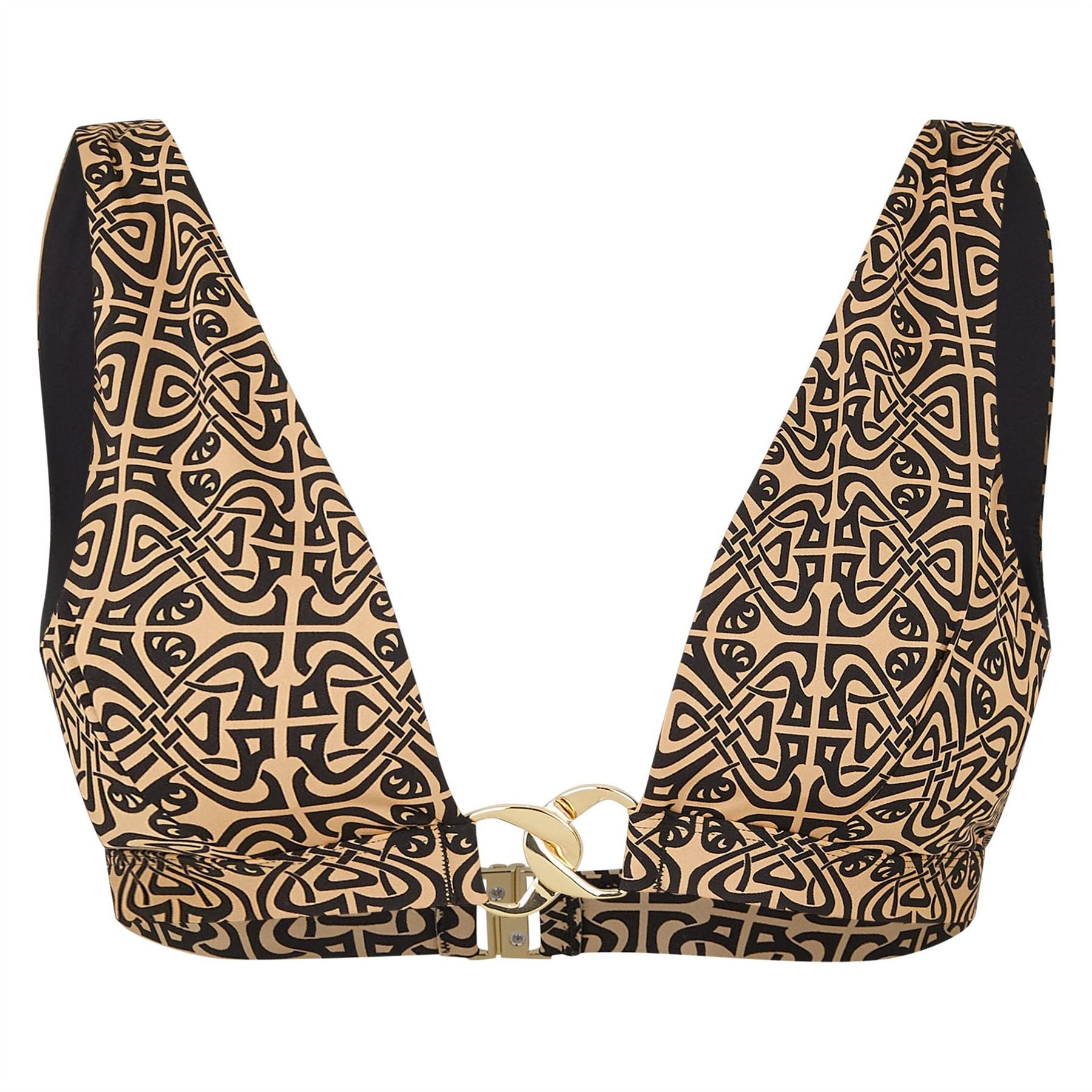 Biba Plunging Neck Metal Embellished Bikini Top