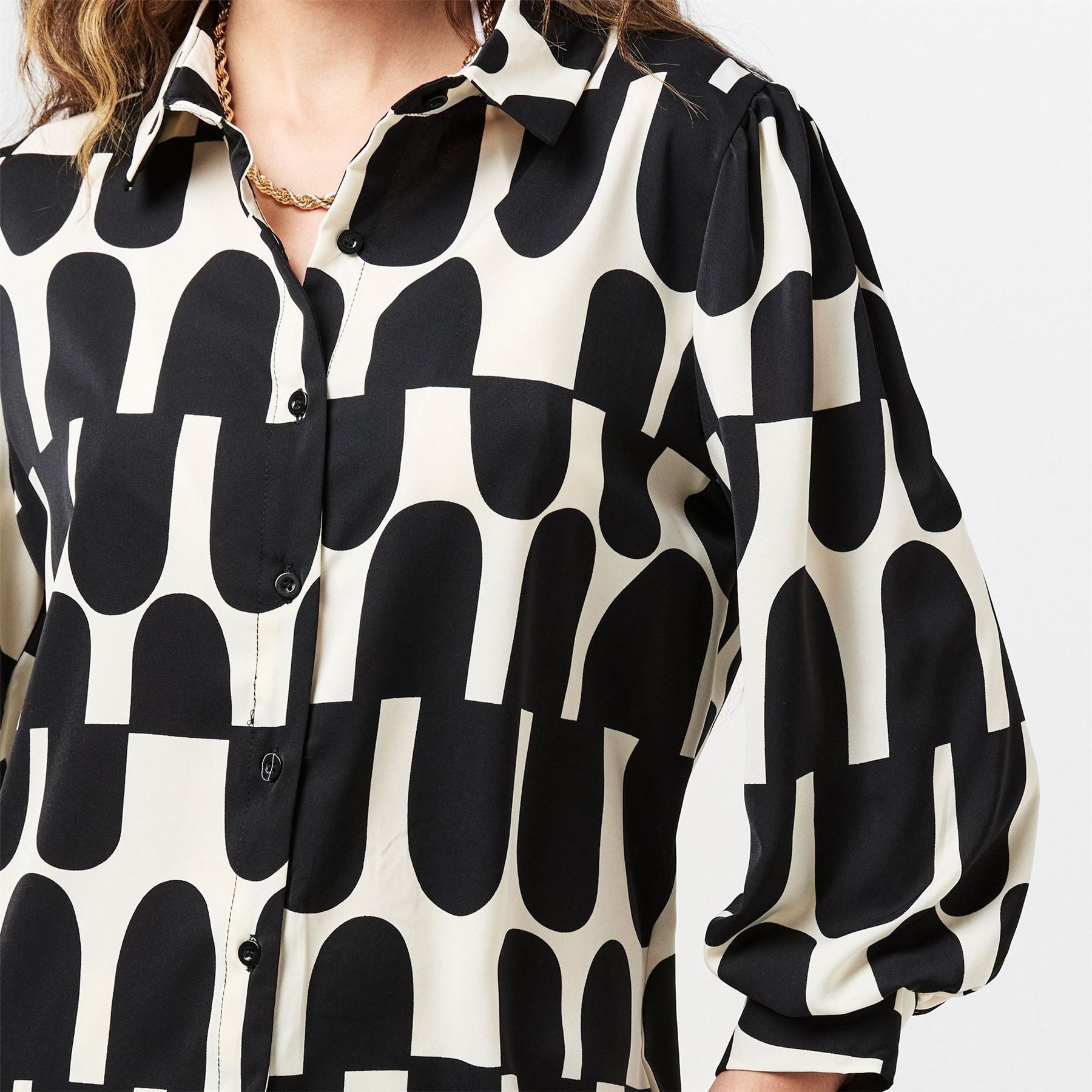 AX Paris And Cream Geometric Print Three Quartersleeve Shirt