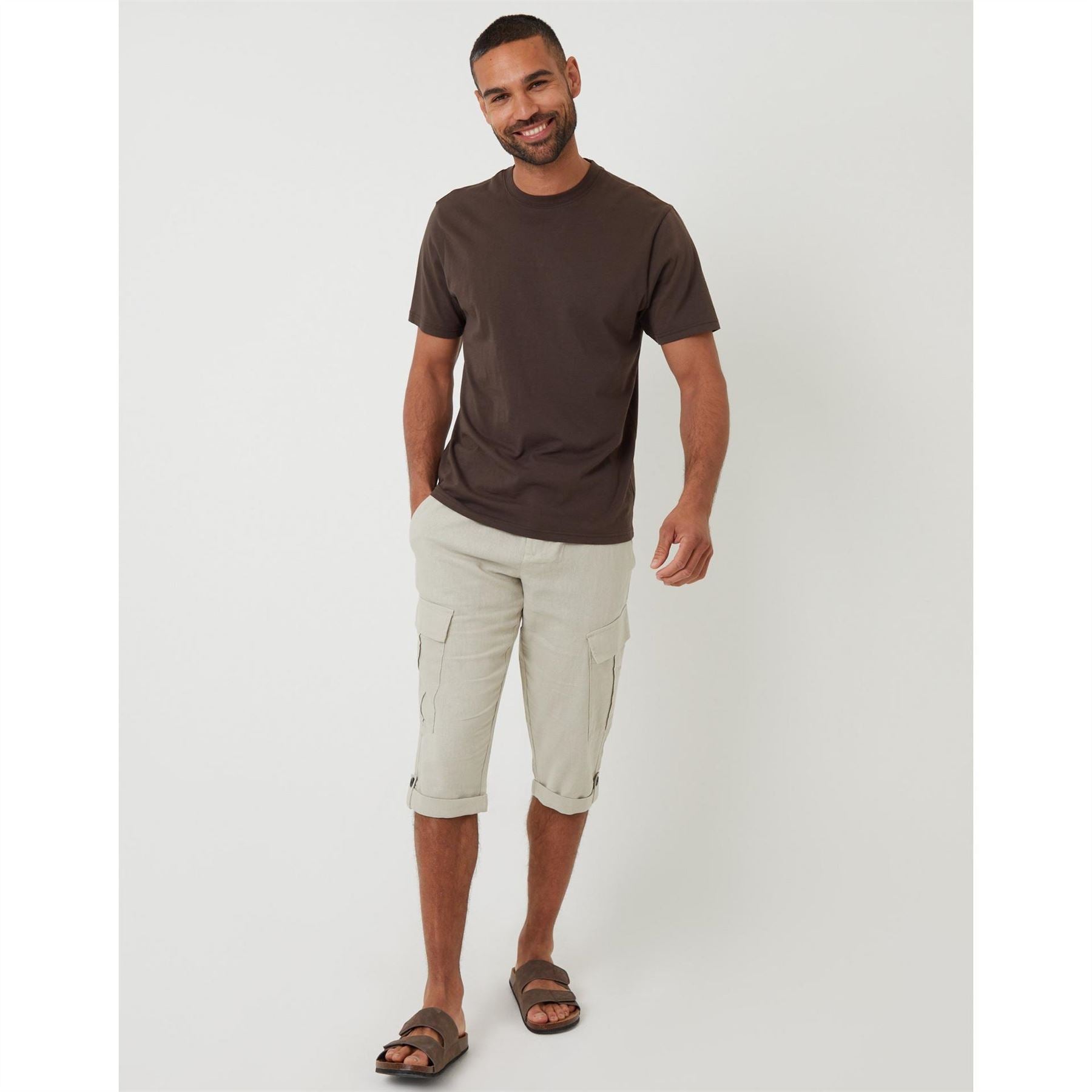 Threadbare Memphis Linen Cargo Pants Solid Patterned
