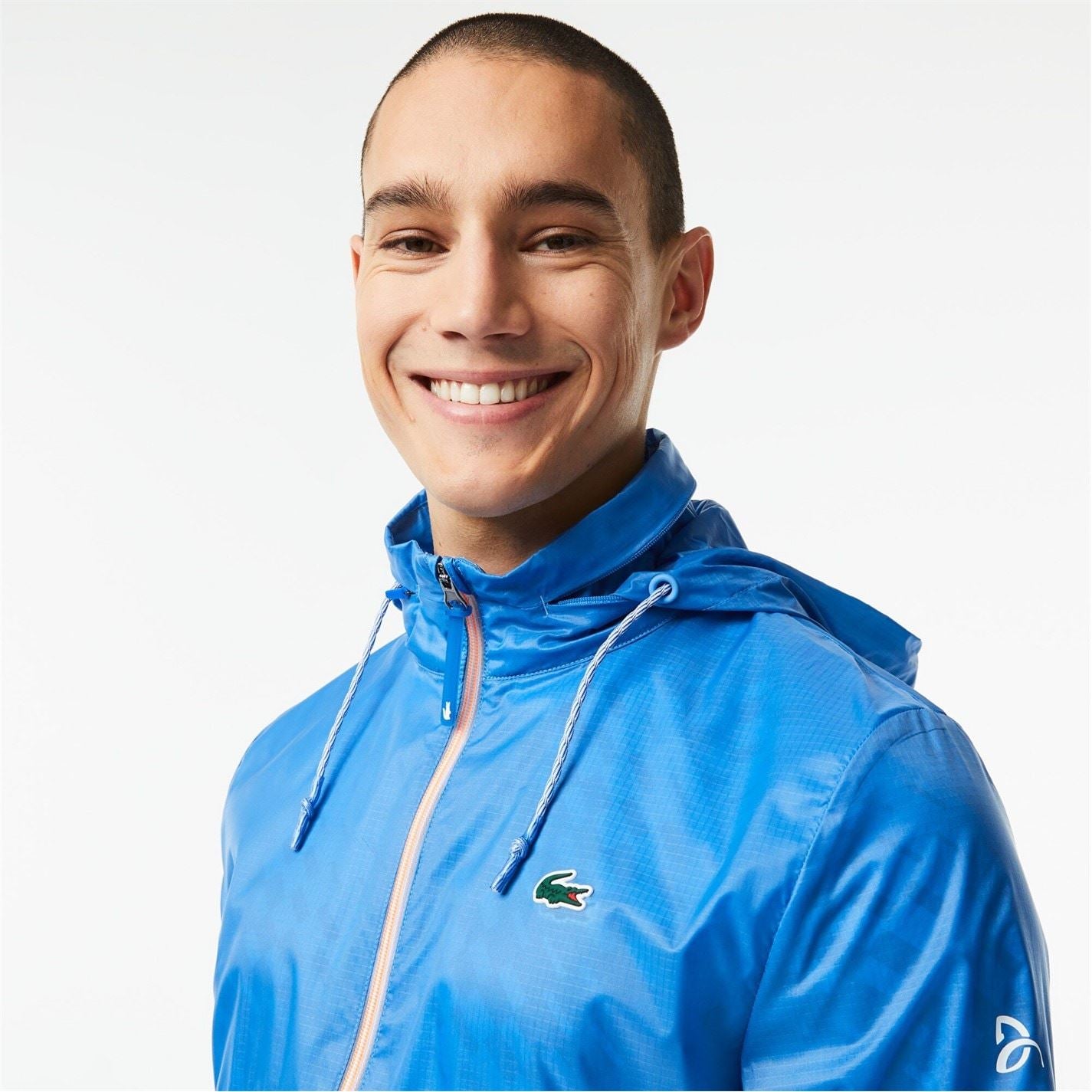 Lacoste Crocodile Print Hooded Rain Jacket