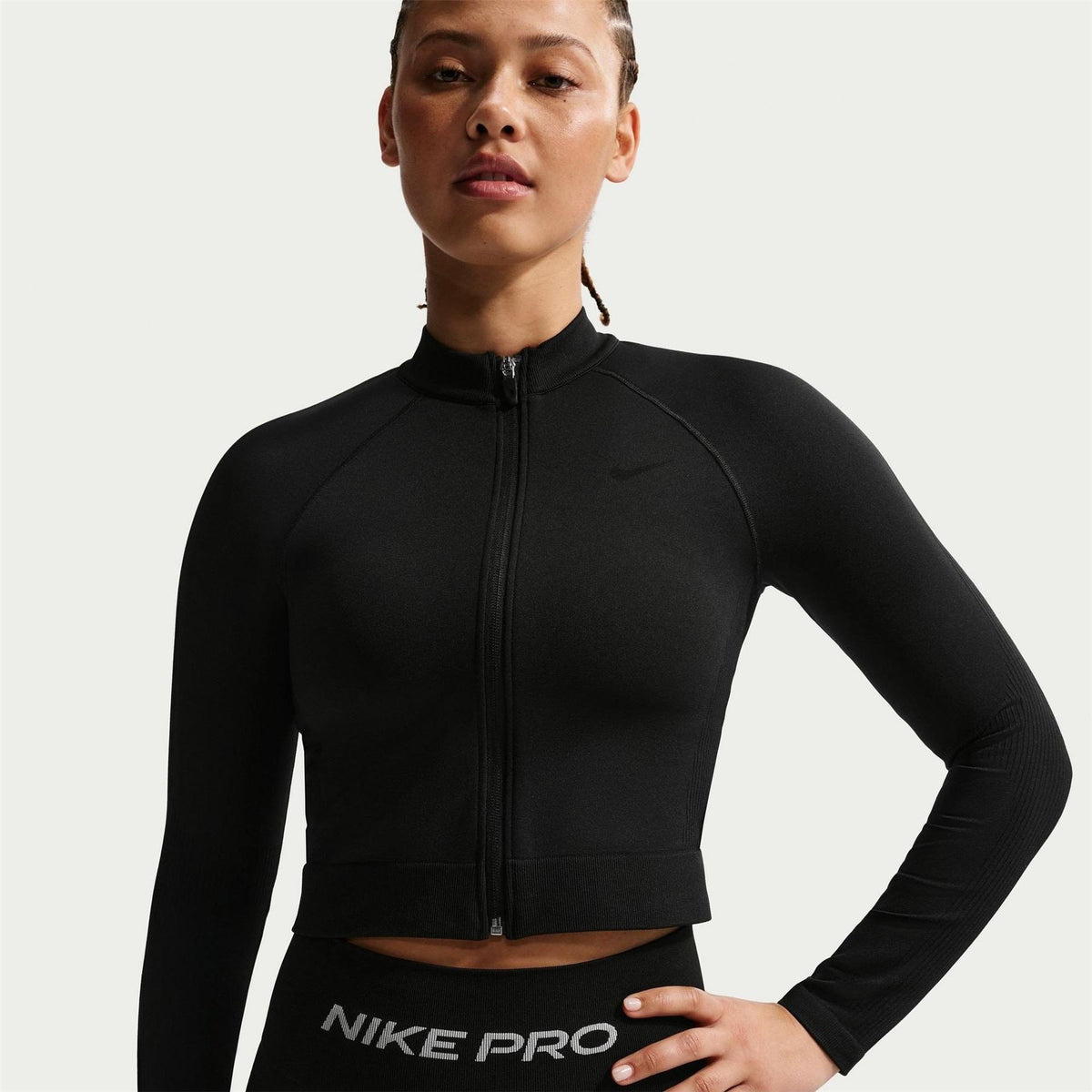Nike Solid Patterned Full Zipper Zip Neck Fitted Cuff Jacket