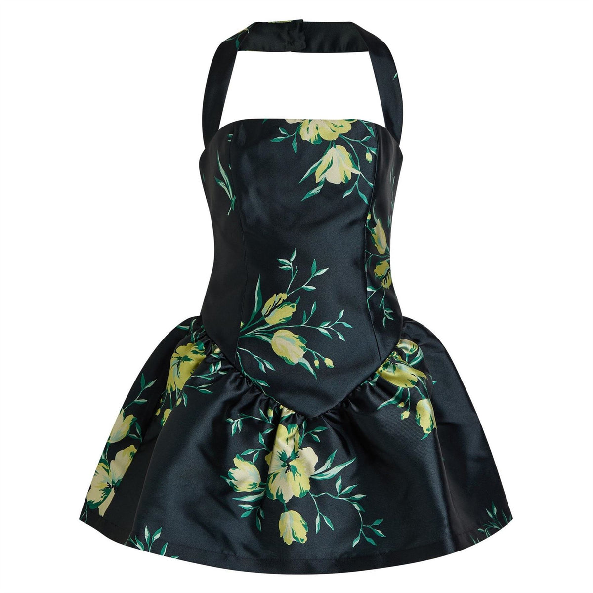 De La Vali Aura Halter Puff Mini Dress
