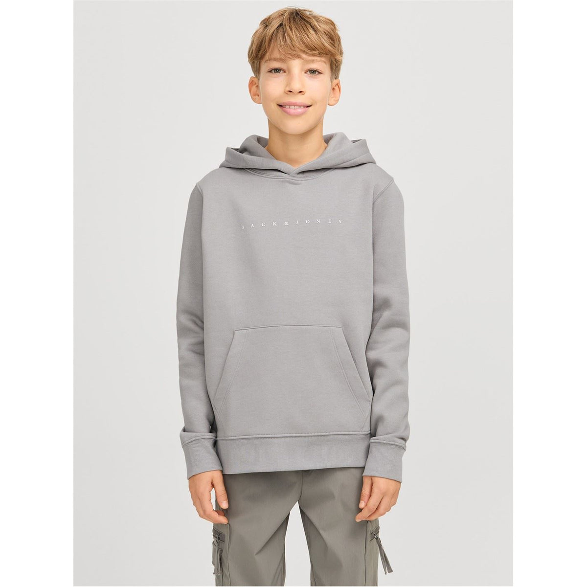 Jack and Jones Star Lettering Hooded Neck Kangaroo Pocket Sweatshirt