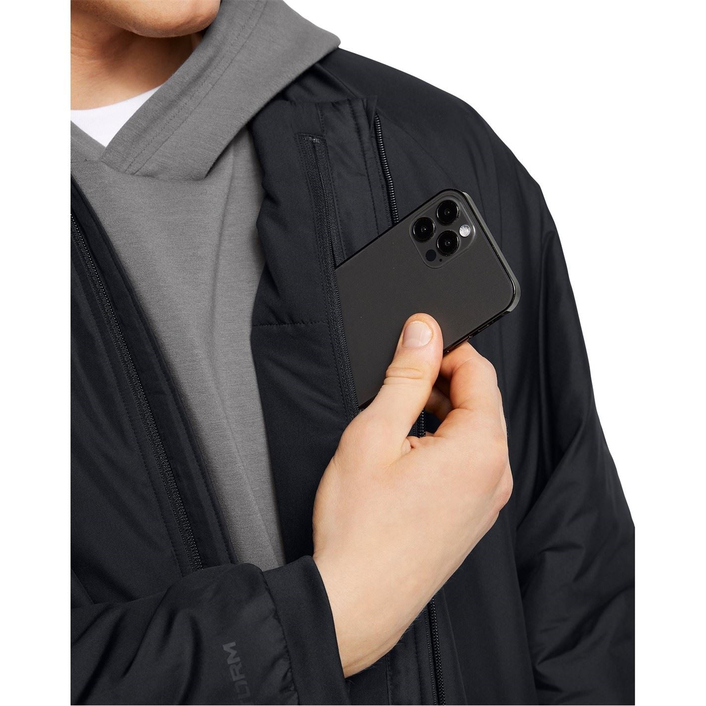 Under Armour Solid Patterned Ribbed Cuff Bomber Collar Bomber Jacket