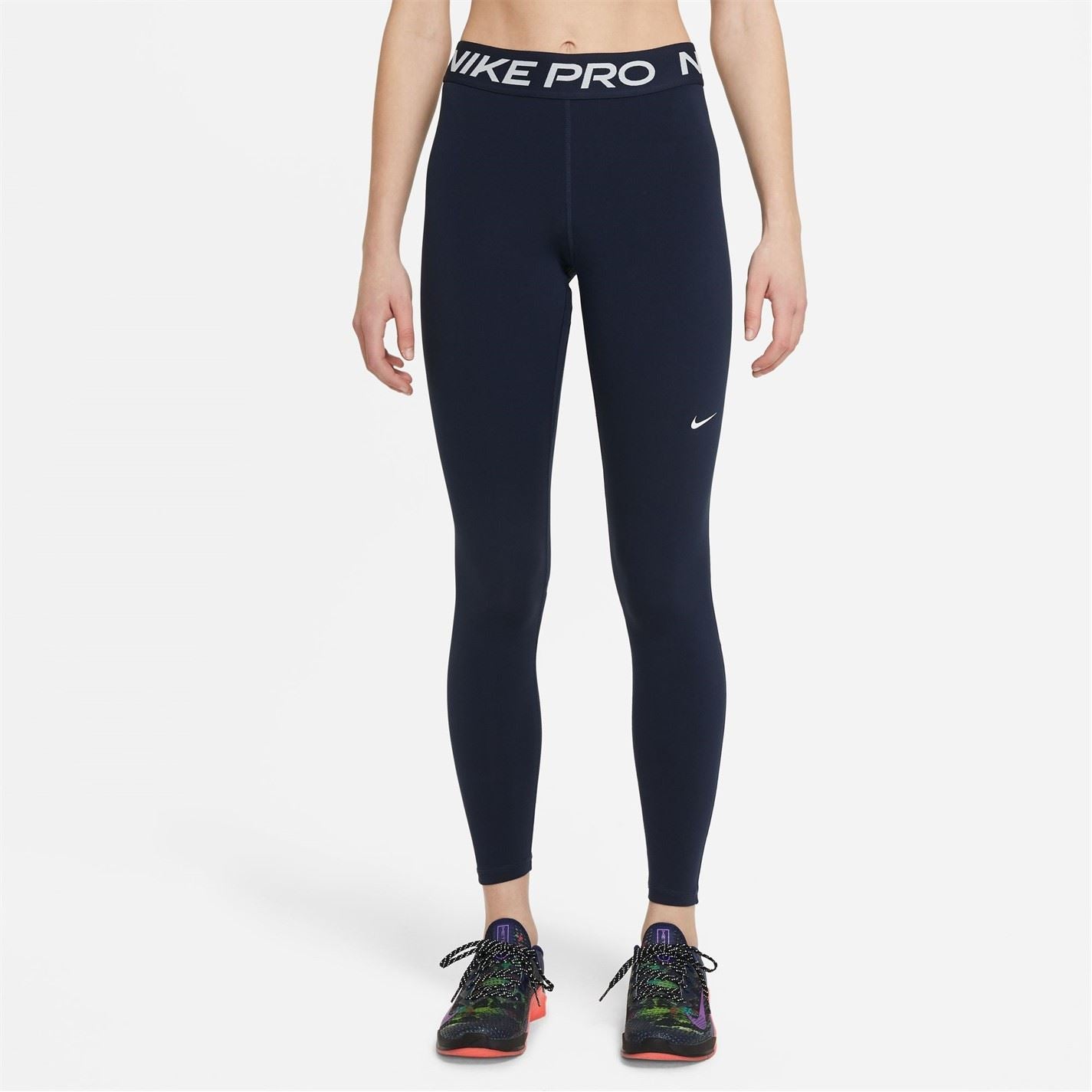 Nike Womens Pro Mid Rise Mesh Panelled Leggings