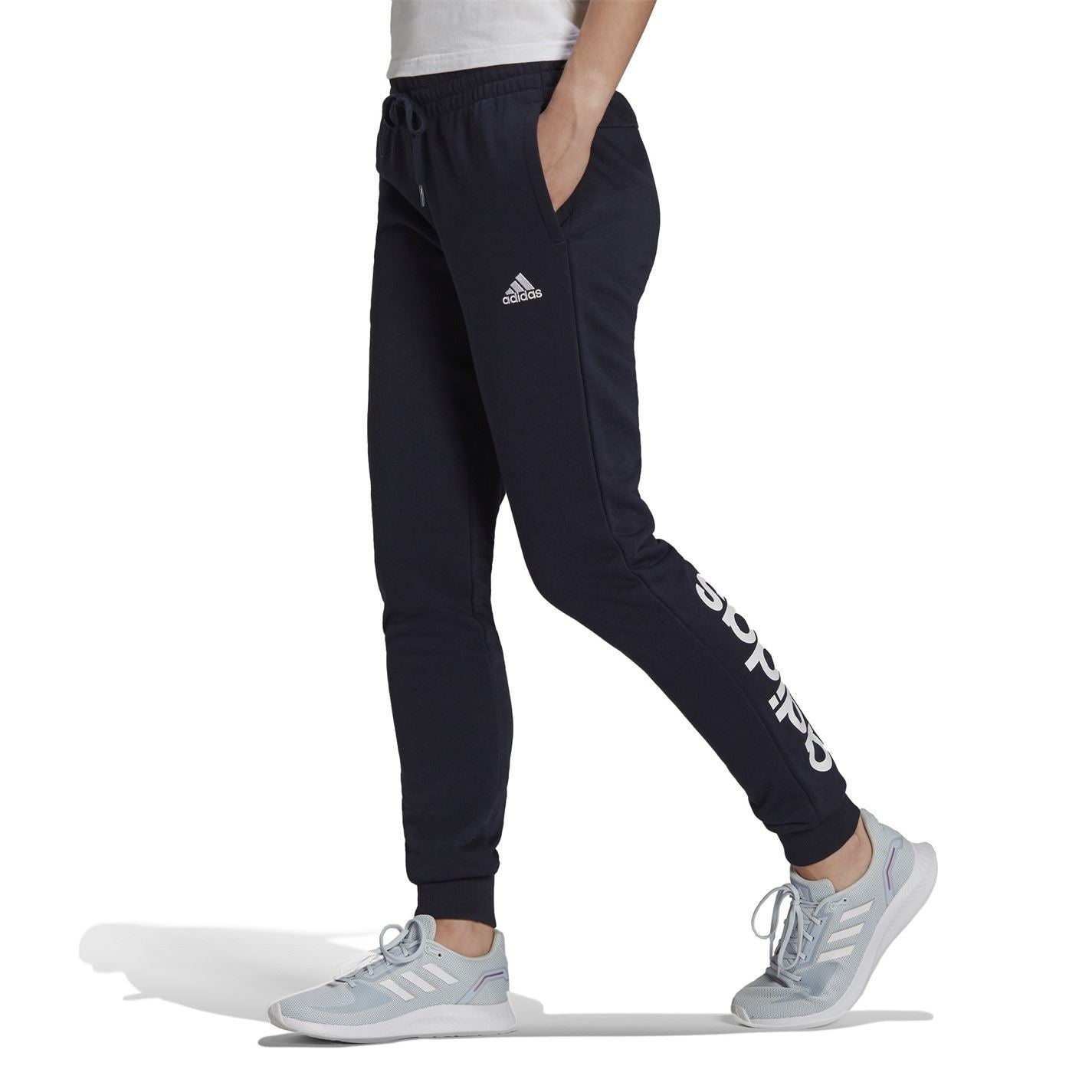 adidas Womens Linear Slim Fit Cotton Joggers