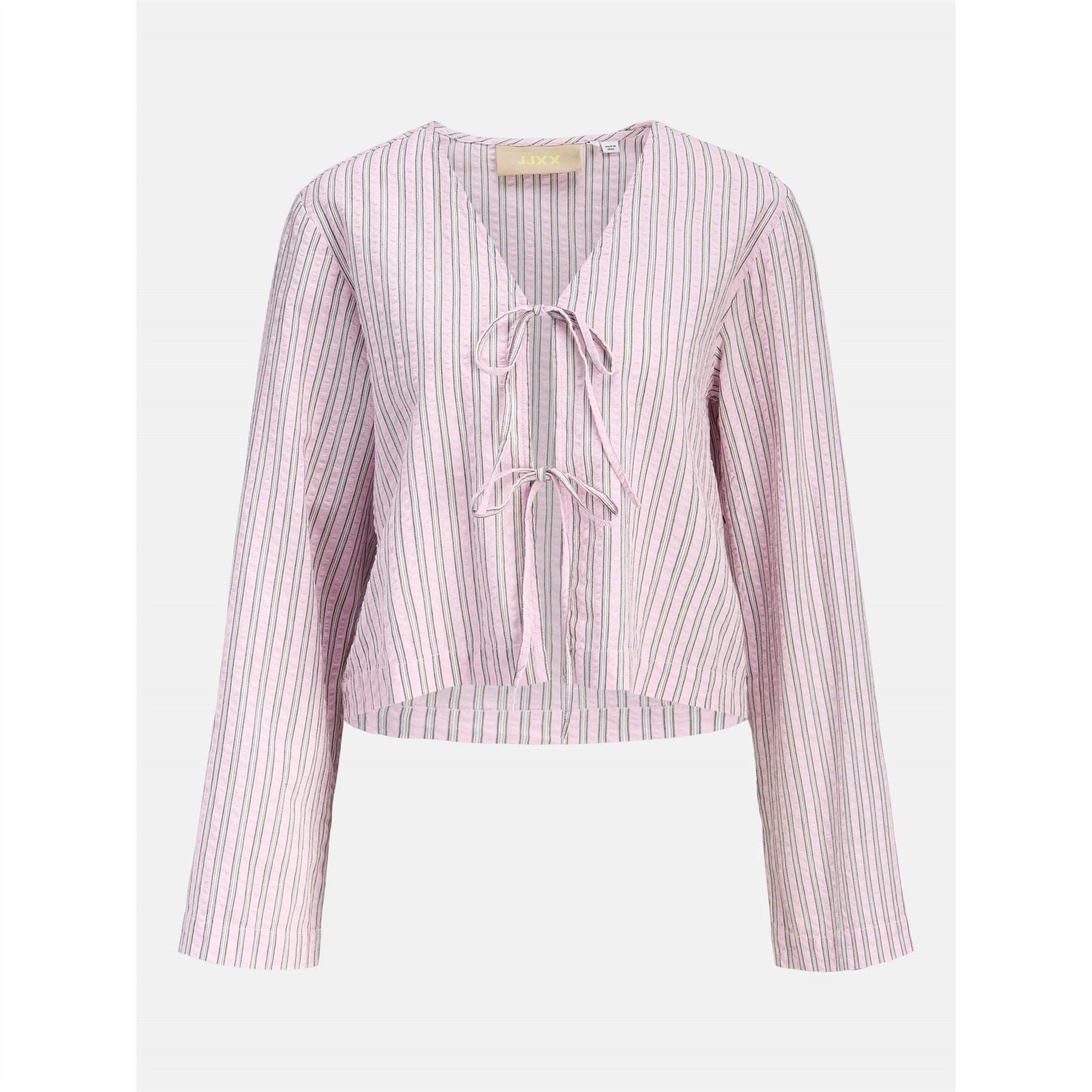 JJXX Zoe Seersucker Long Sleeve Tie Blouse