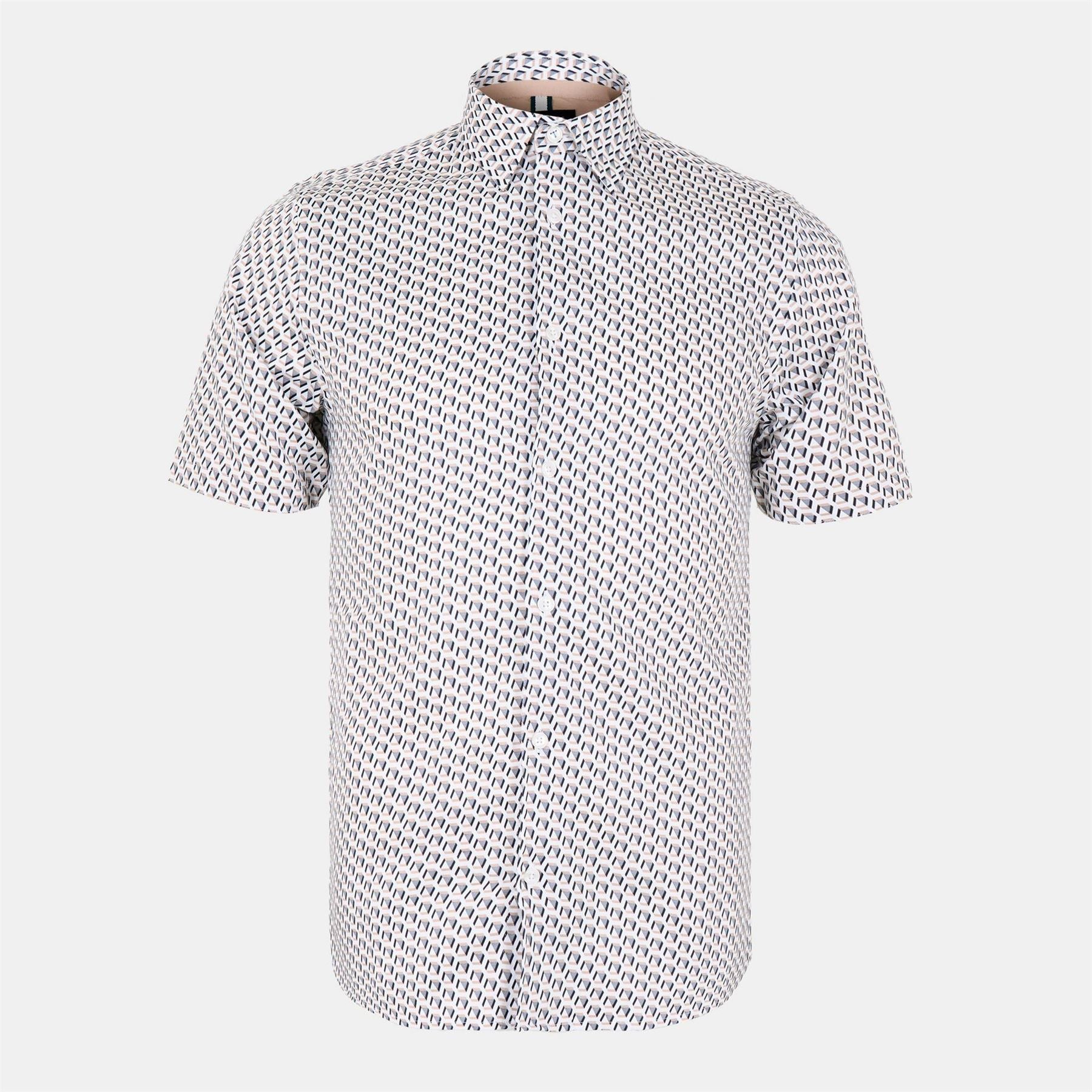 Ted Baker Geo Geographic Print Regular Fit Short Sleeve Shirt